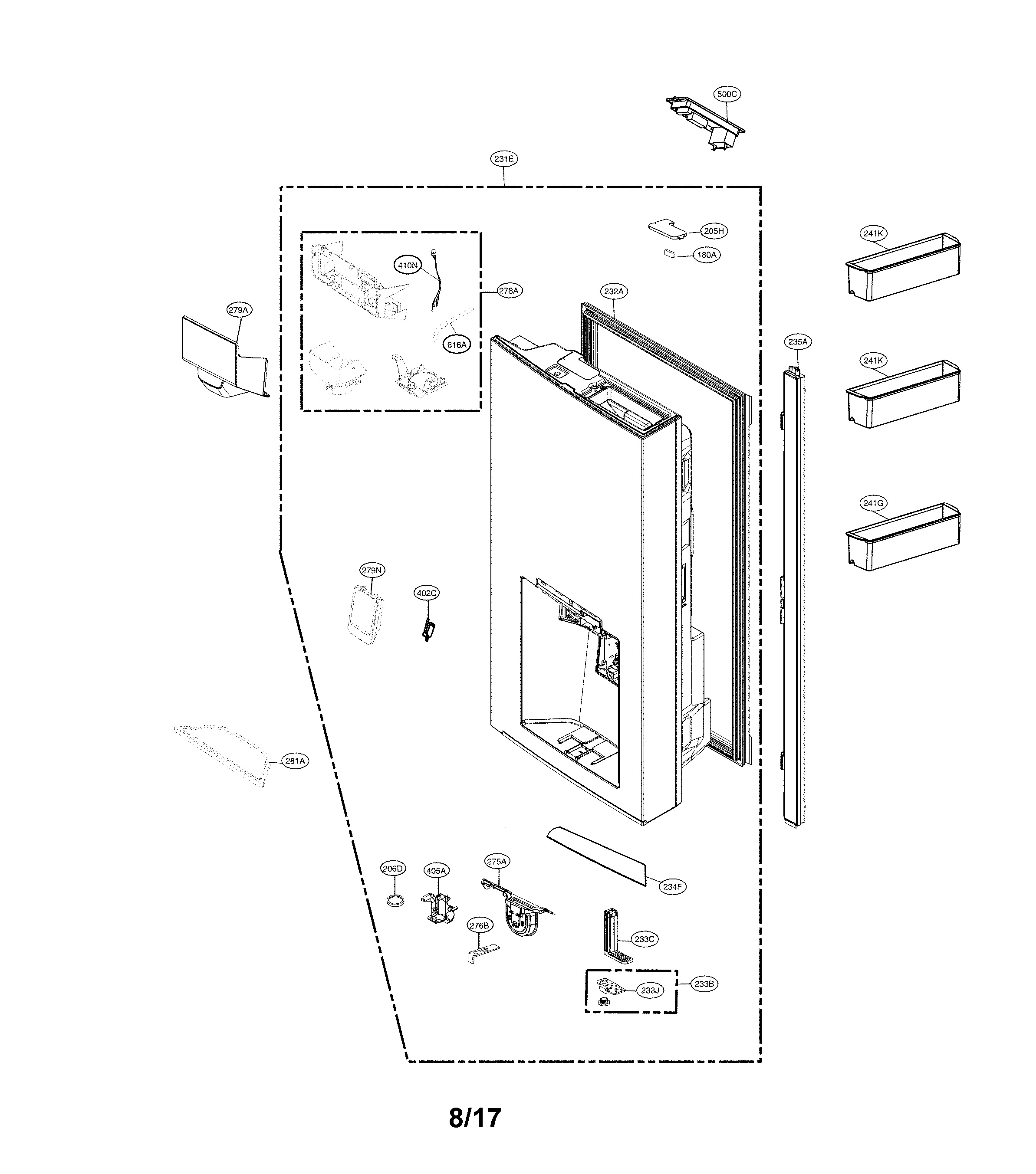 LG LNXS30866D/00 r room door parts diagram