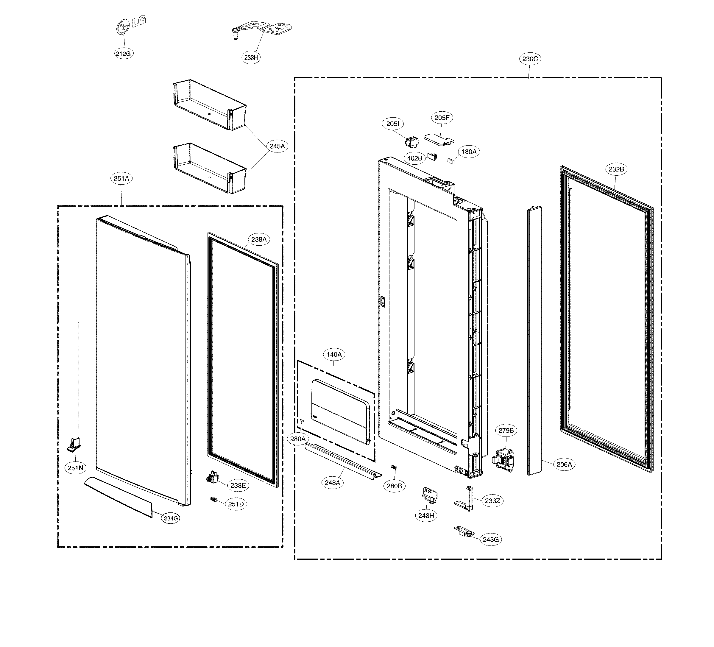 LG LNXS30866D/00 r room door parts diagram