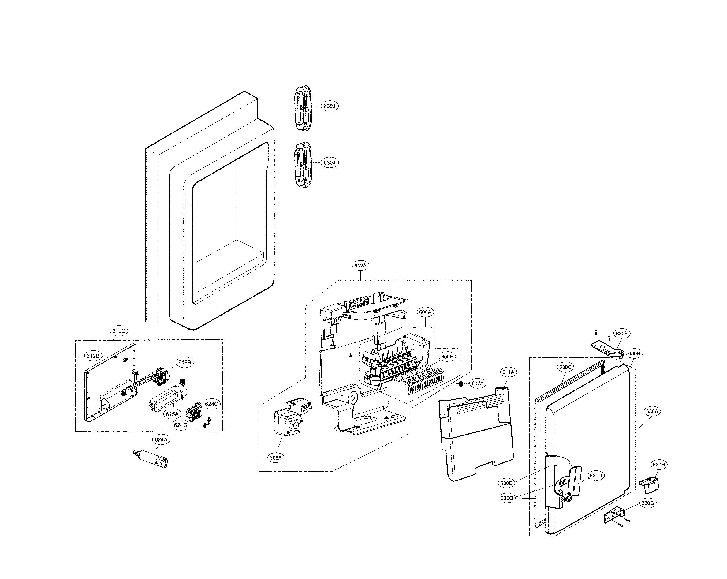 LG LNXS30866D/00 ice maker parts diagram