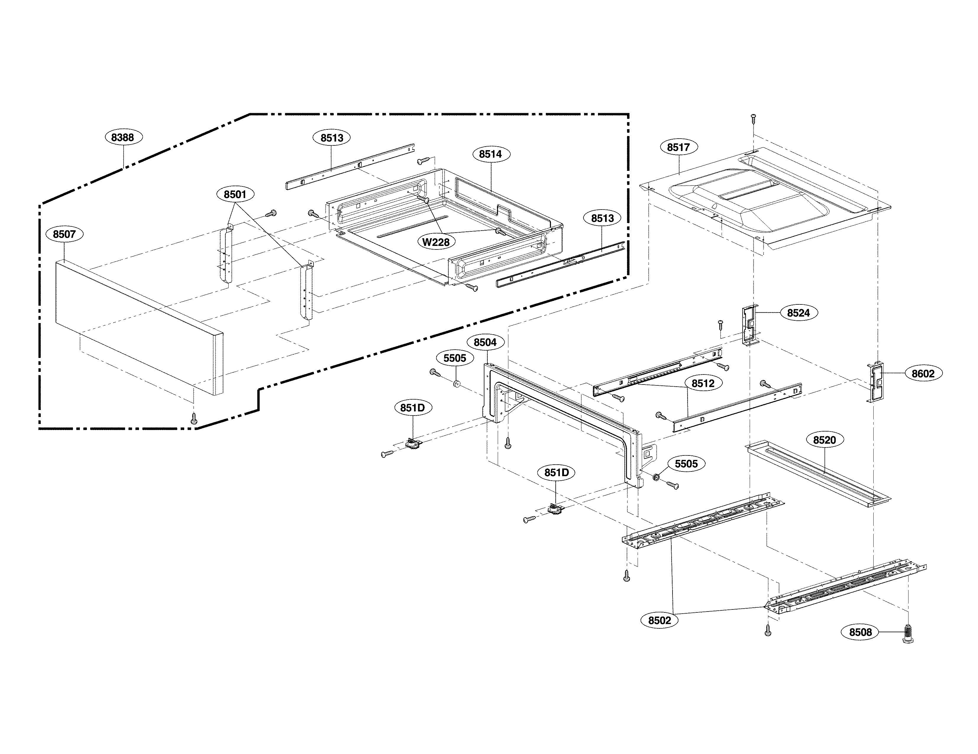 LG LRE3193SB/00 drawer parts diagram