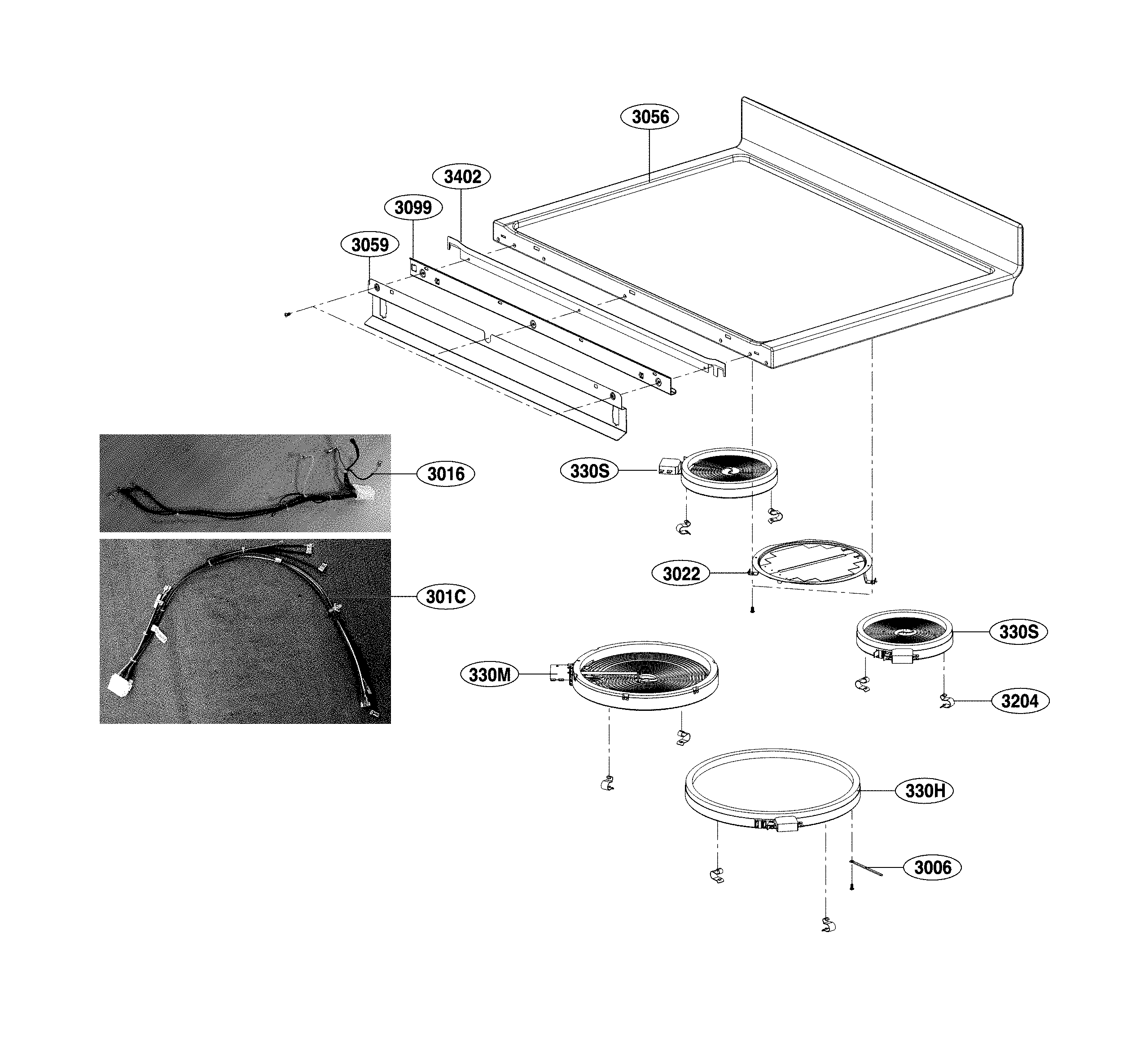 LG LRE4215BD/00 cooktop parts diagram