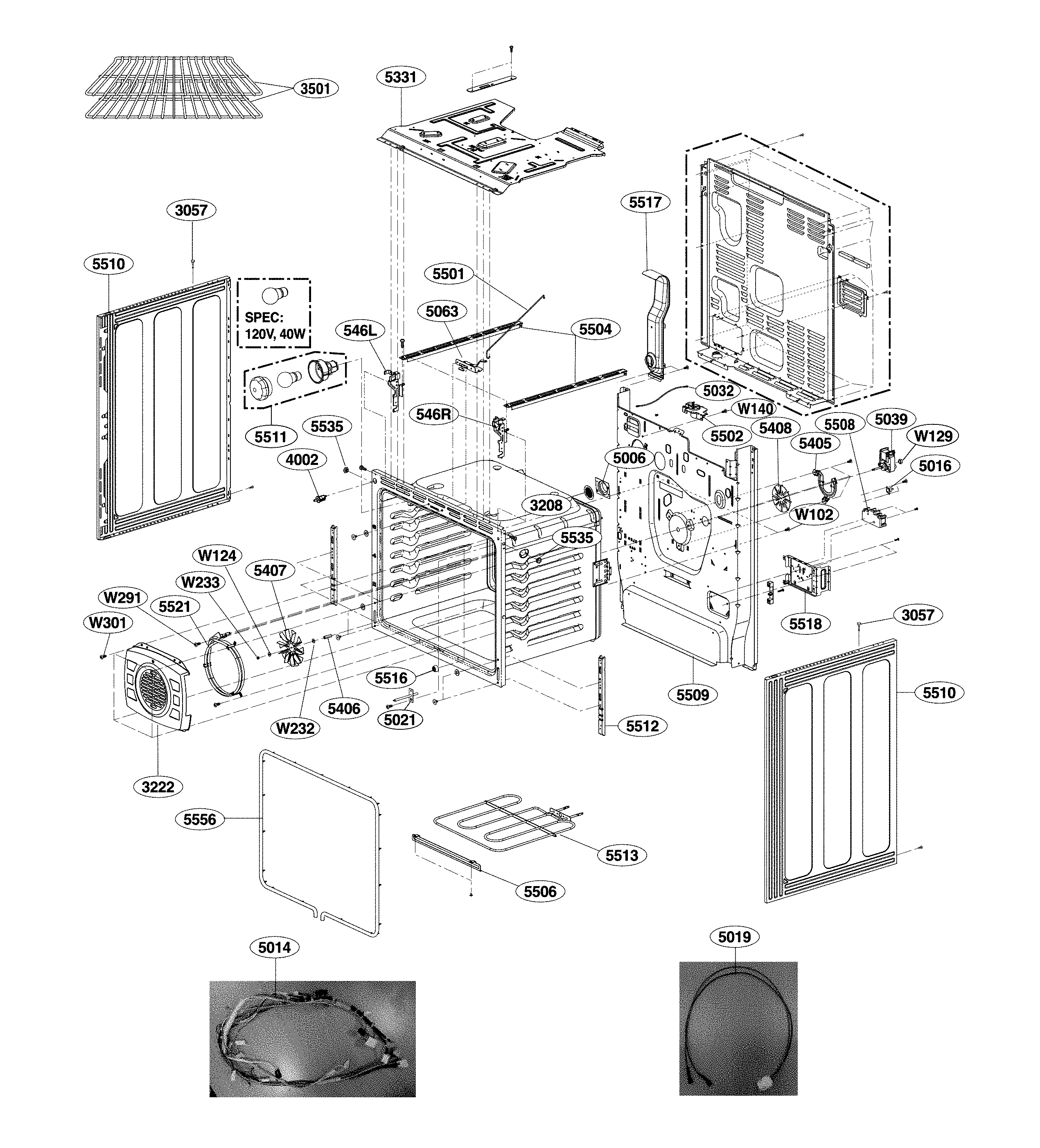 LG LRE4215BD/00 cavity parts diagram