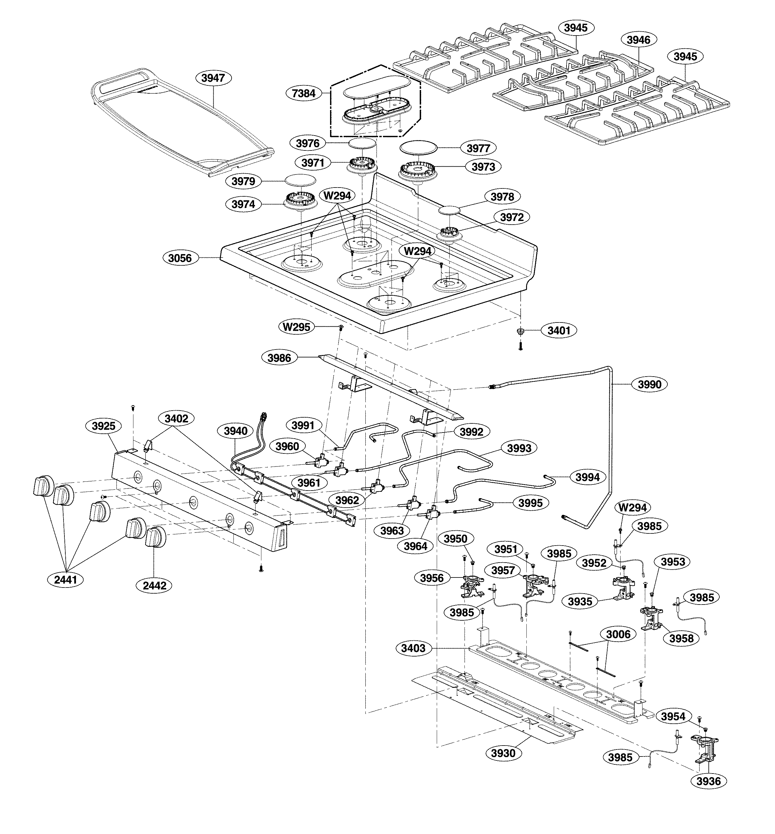 LG LRG3061ST/00 cooktop parts diagram