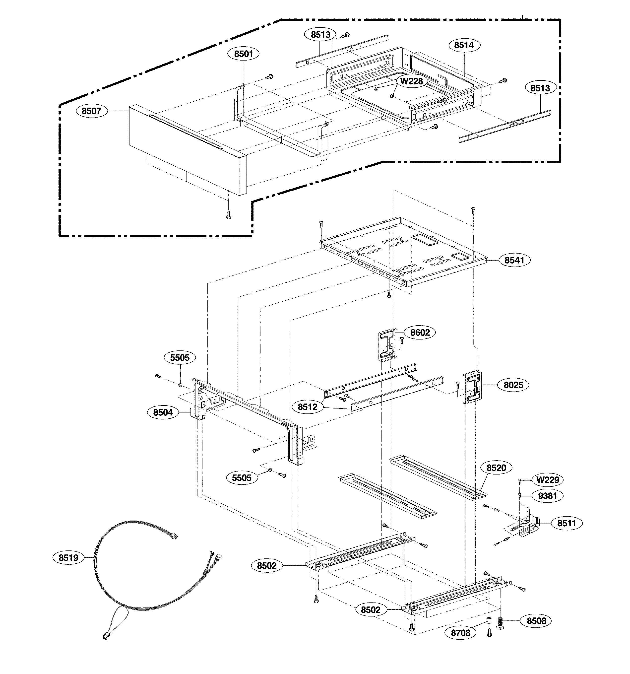 LG LRG3061ST/00 drawer parts diagram