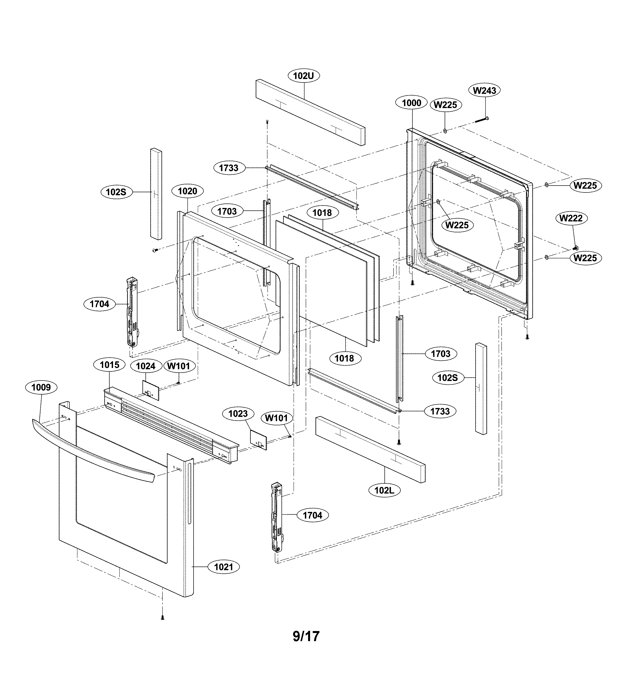 LG LRG3083ST/00 door parts diagram