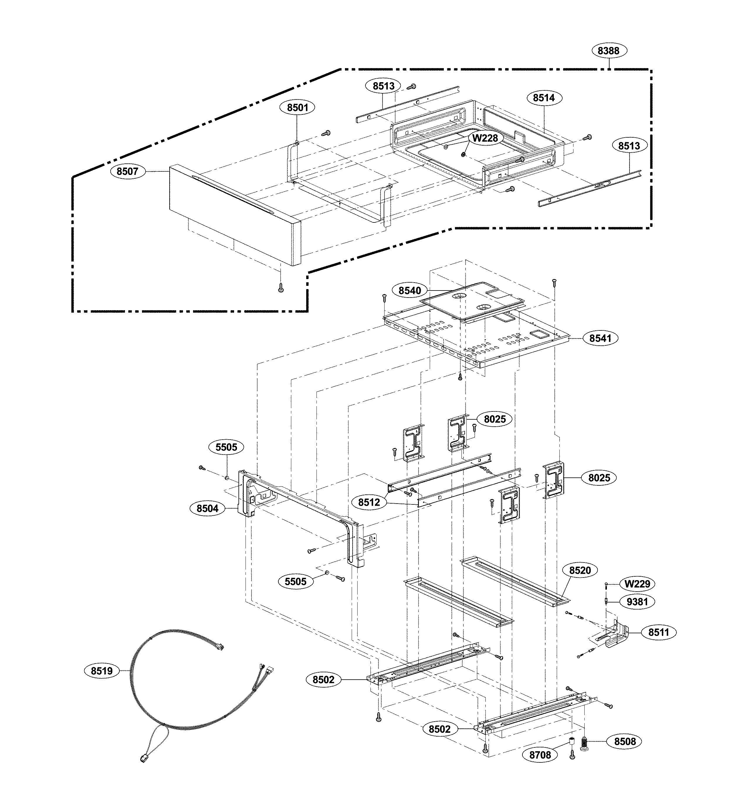 LG LRG3083ST/00 drawer parts diagram