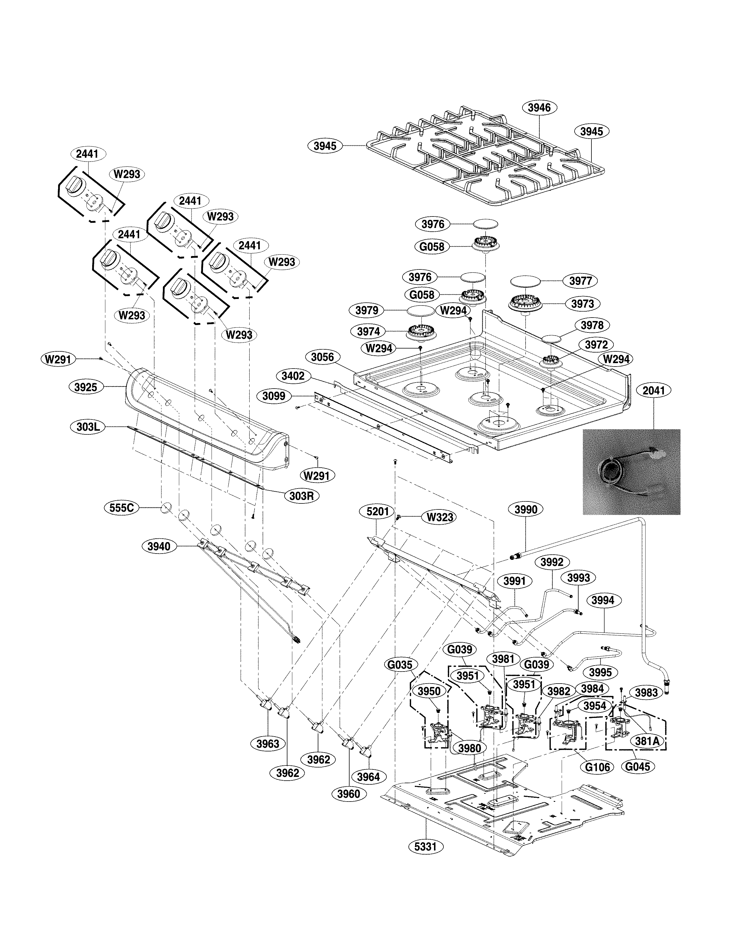 LG LRG4111ST/00 cooktop parts diagram