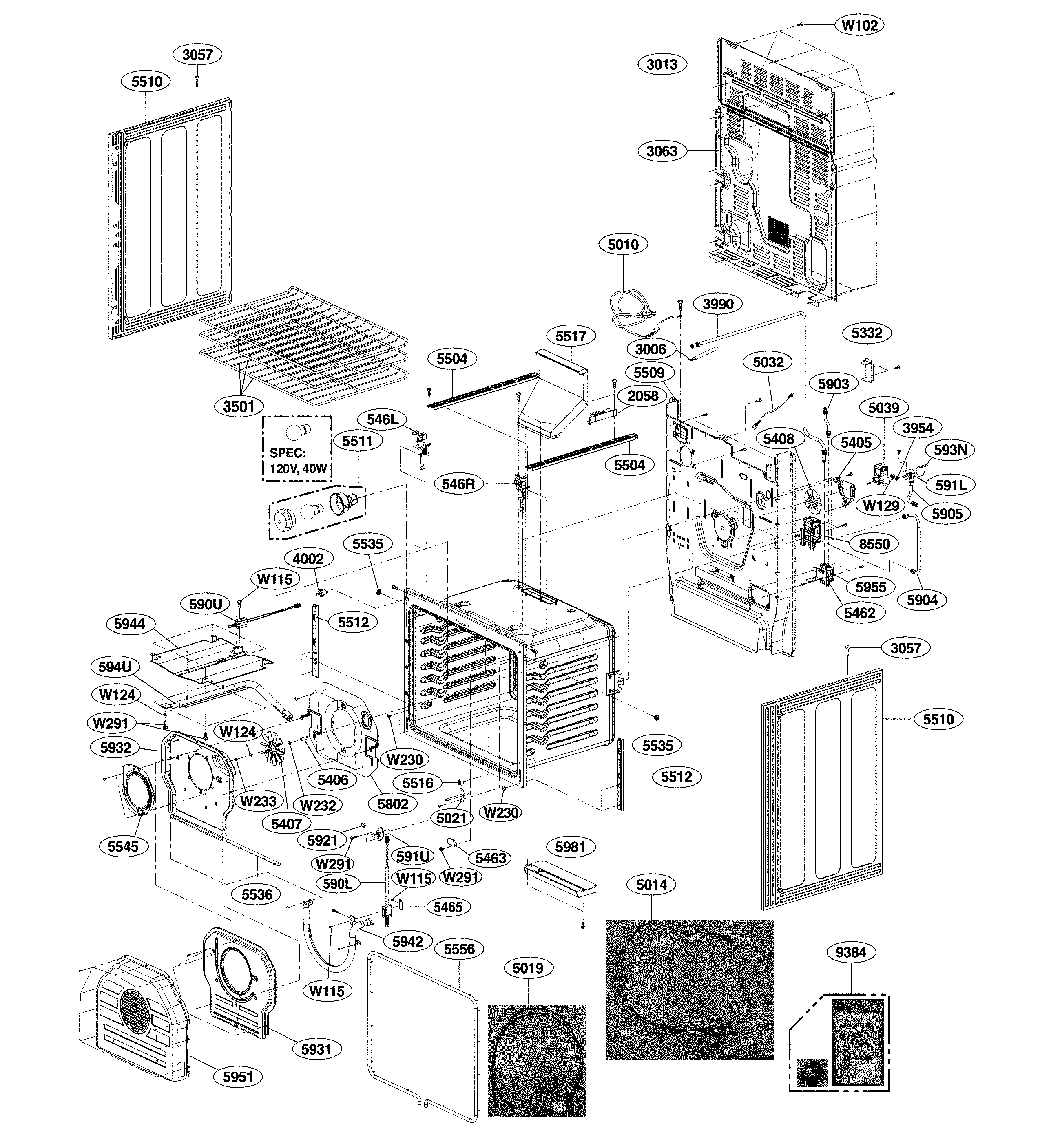 LG LRG4111ST/00 cavity parts diagram