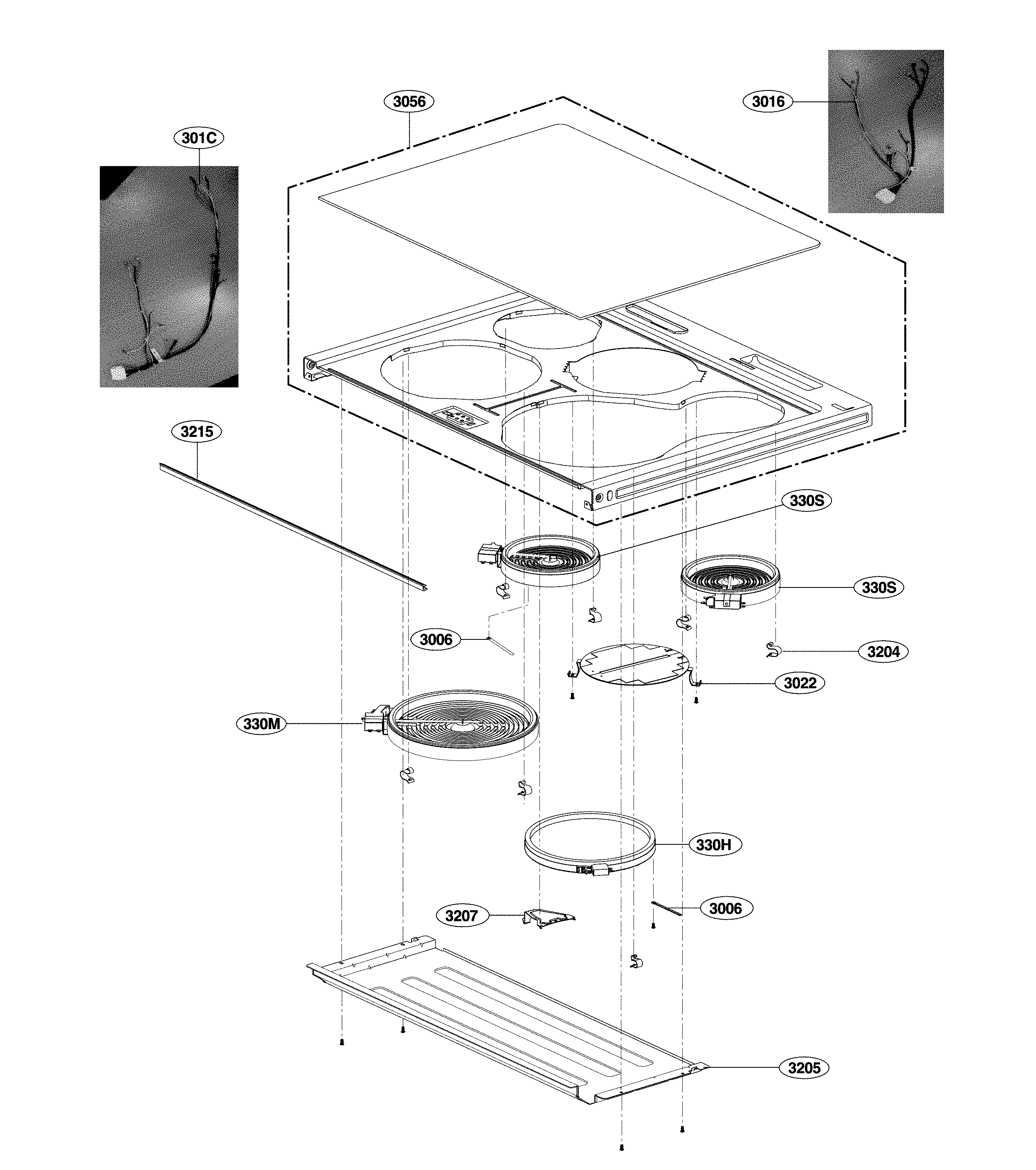 LG LSE4611ST/00 cooktop parts diagram