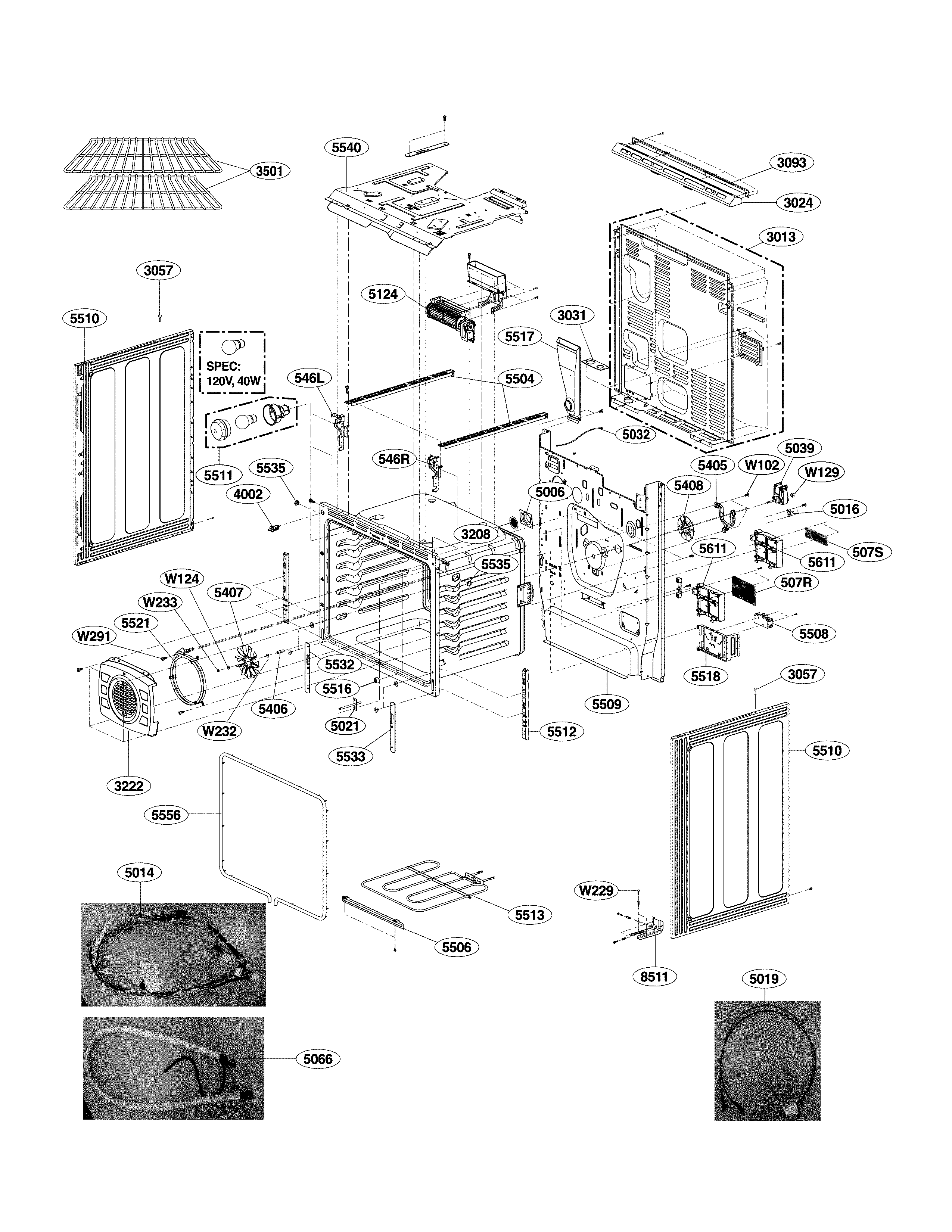 LG LSE4611ST/00 cavity parts diagram
