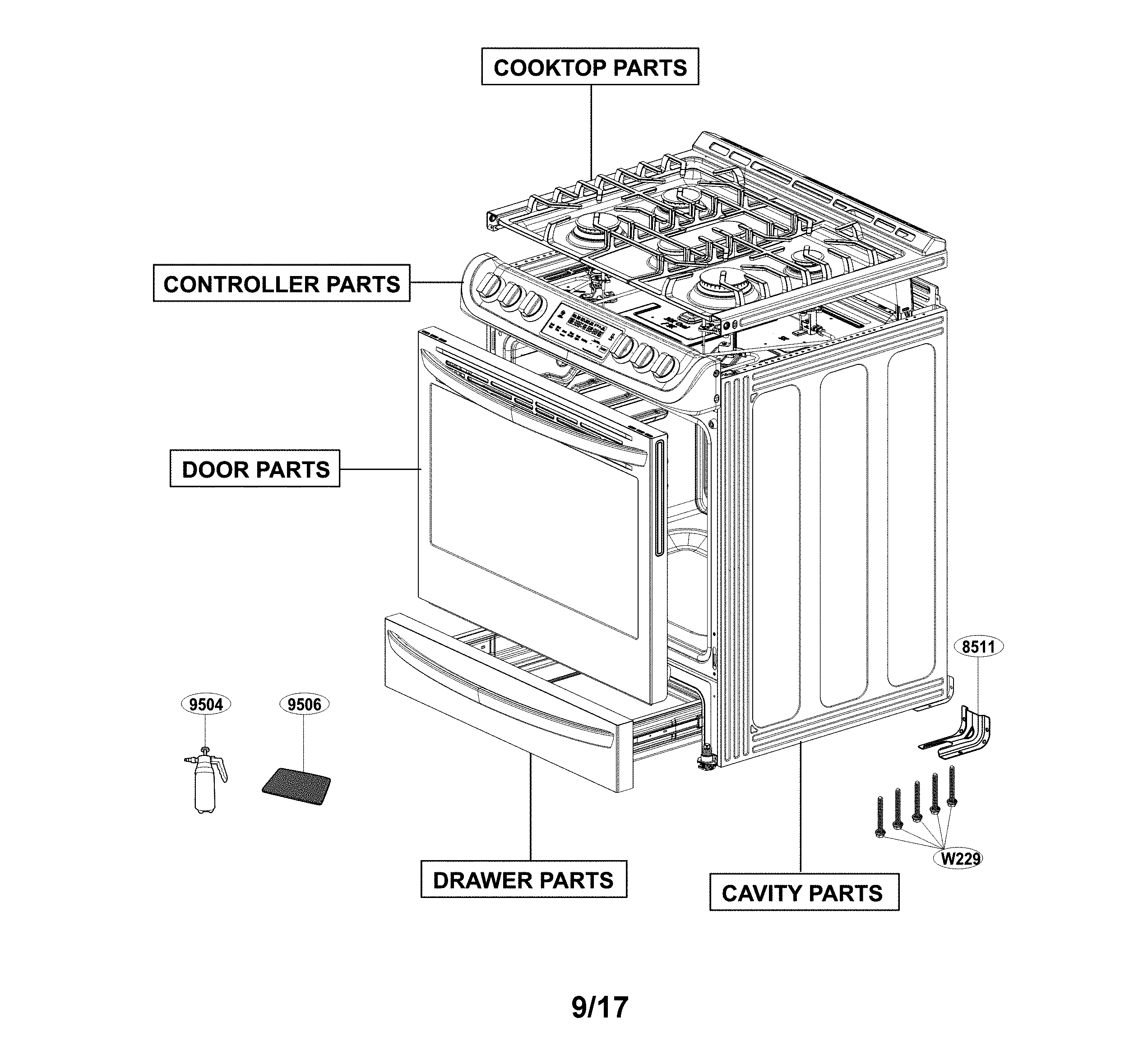 LG LSG4513BD/00 accessory parts diagram