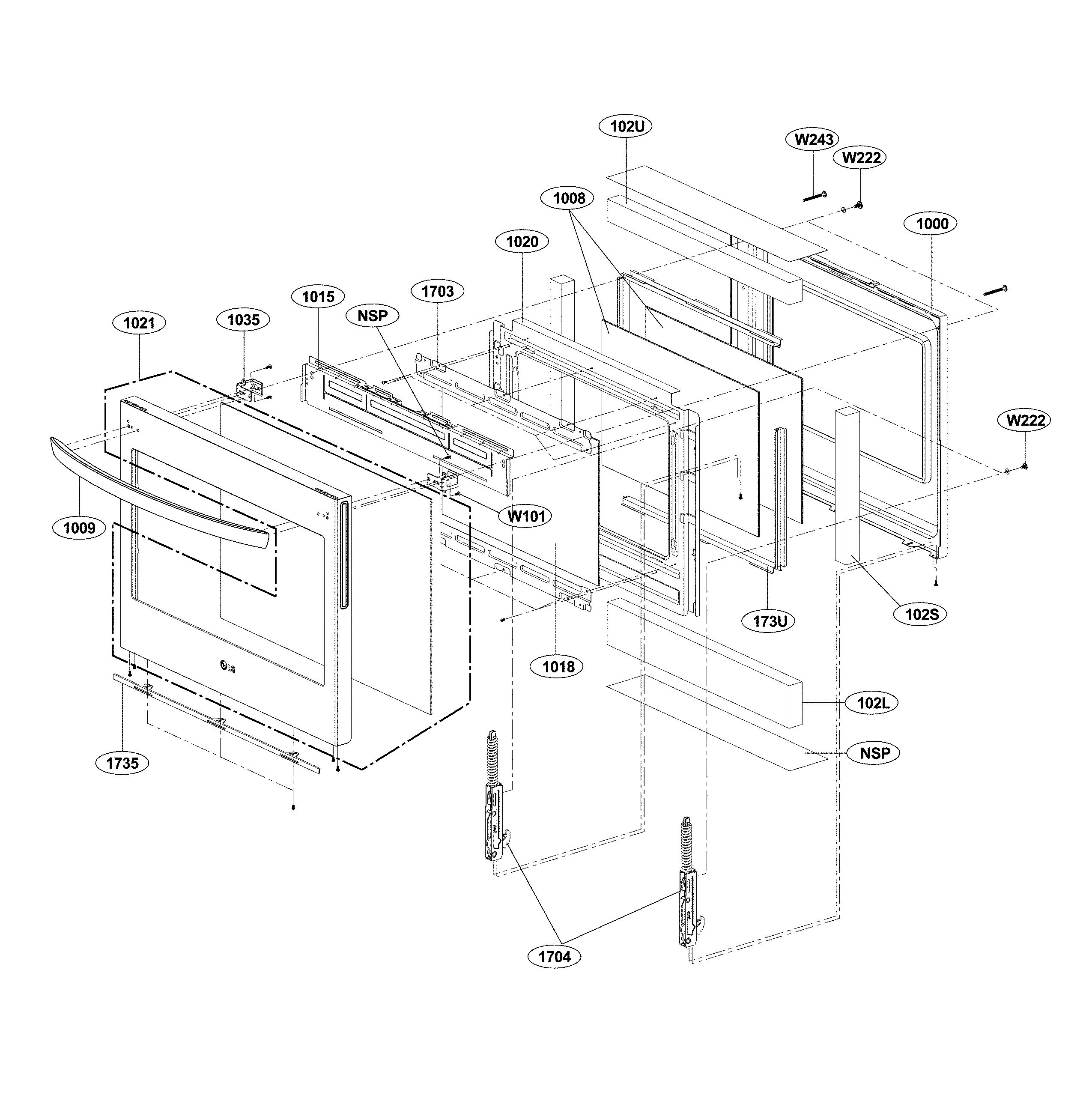 LG LSG4513BD/00 door parts diagram