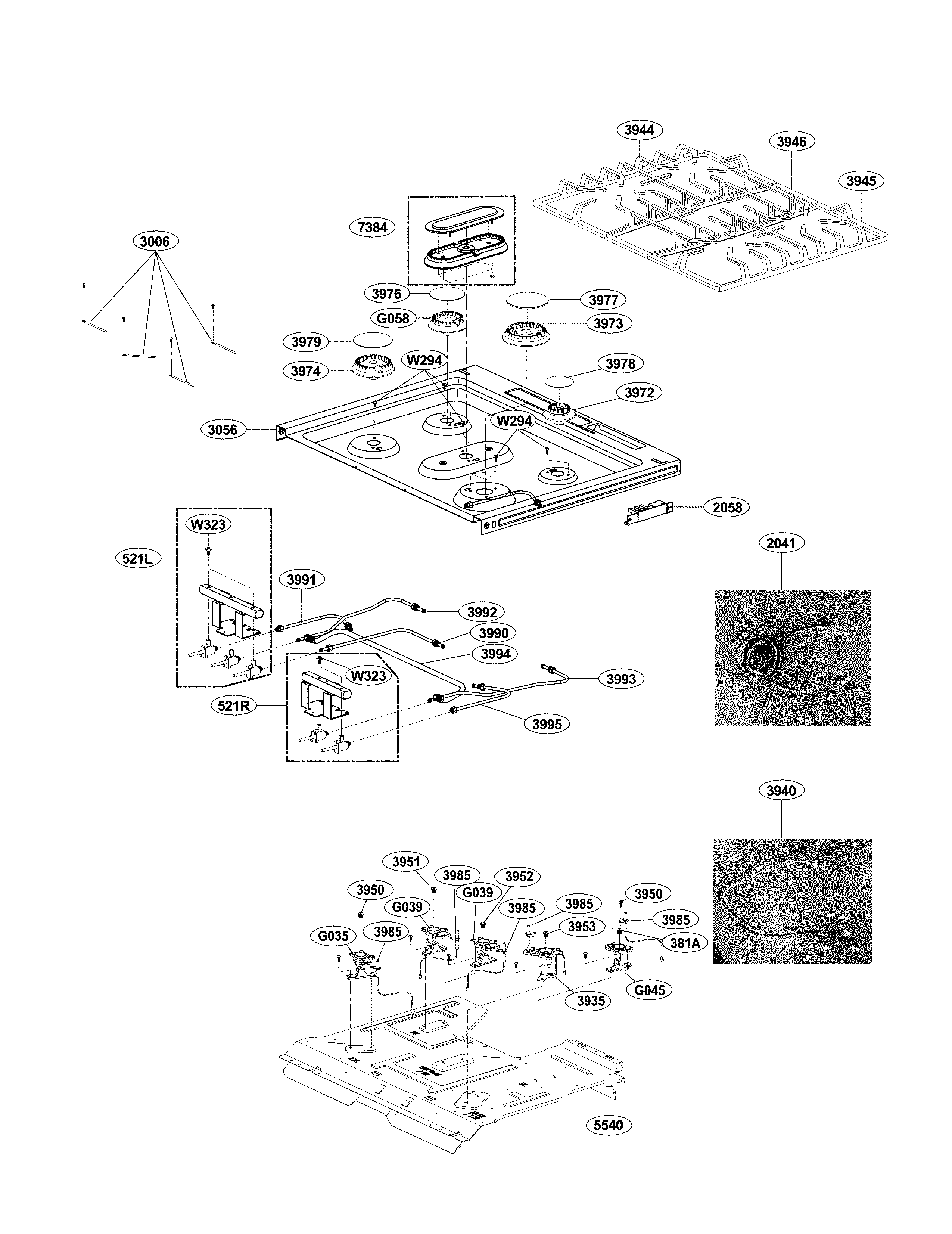LG LSG4513BD/00 cooktop parts diagram