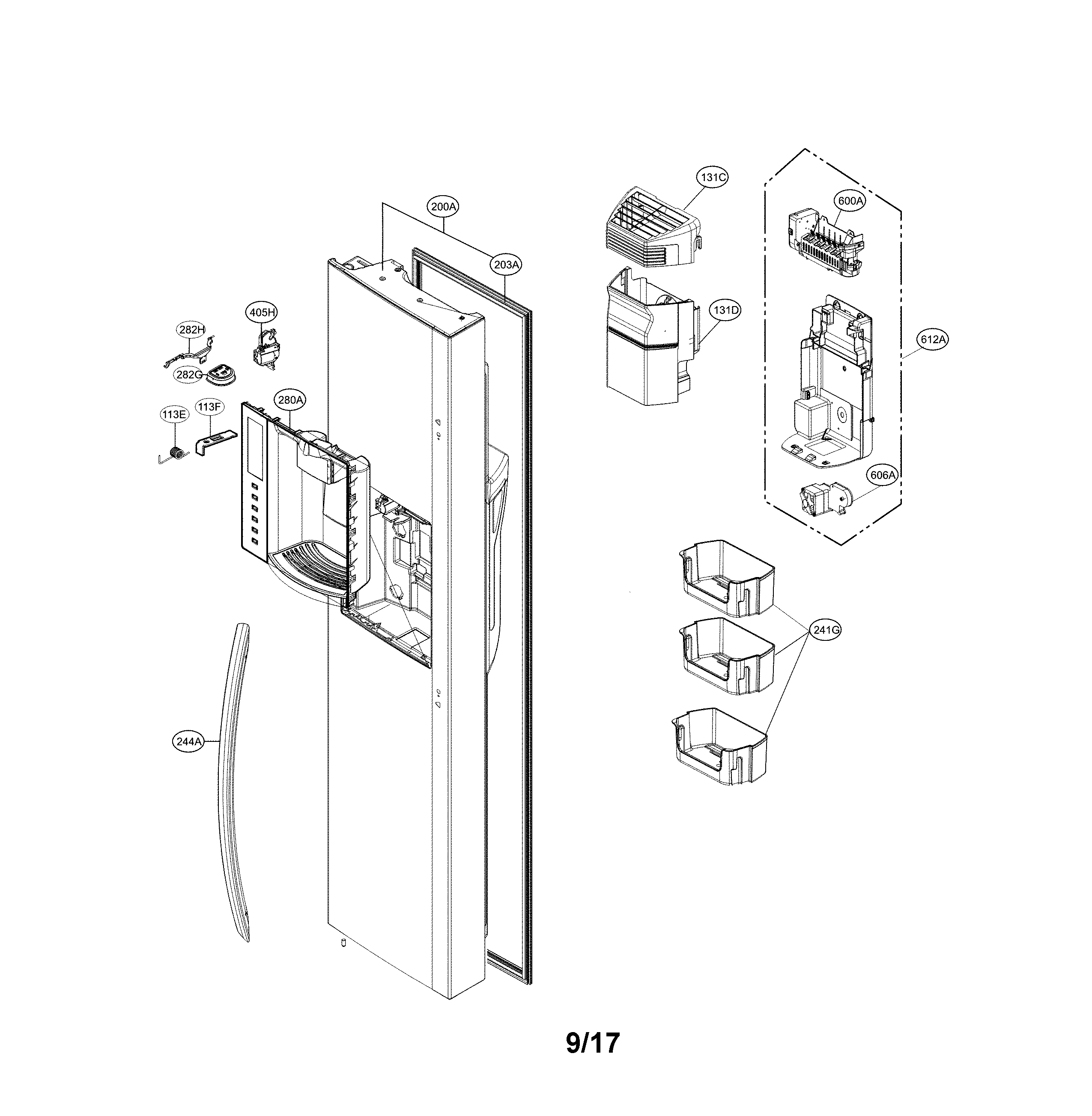 LG LSXS26366D/01 freezer door parts diagram