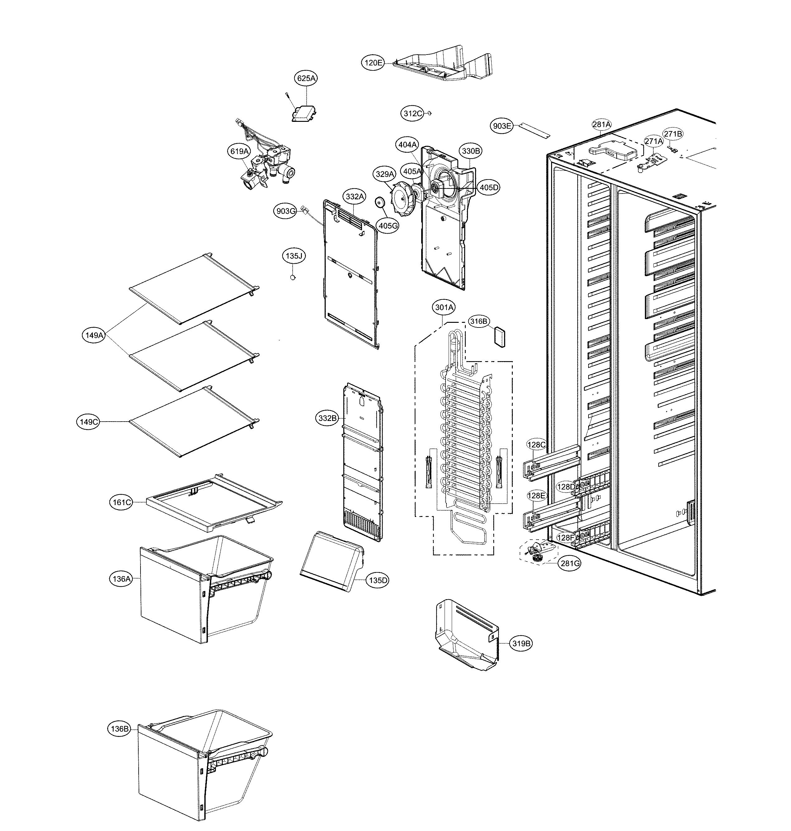 LG LSXS26366D/01 freezer parts diagram