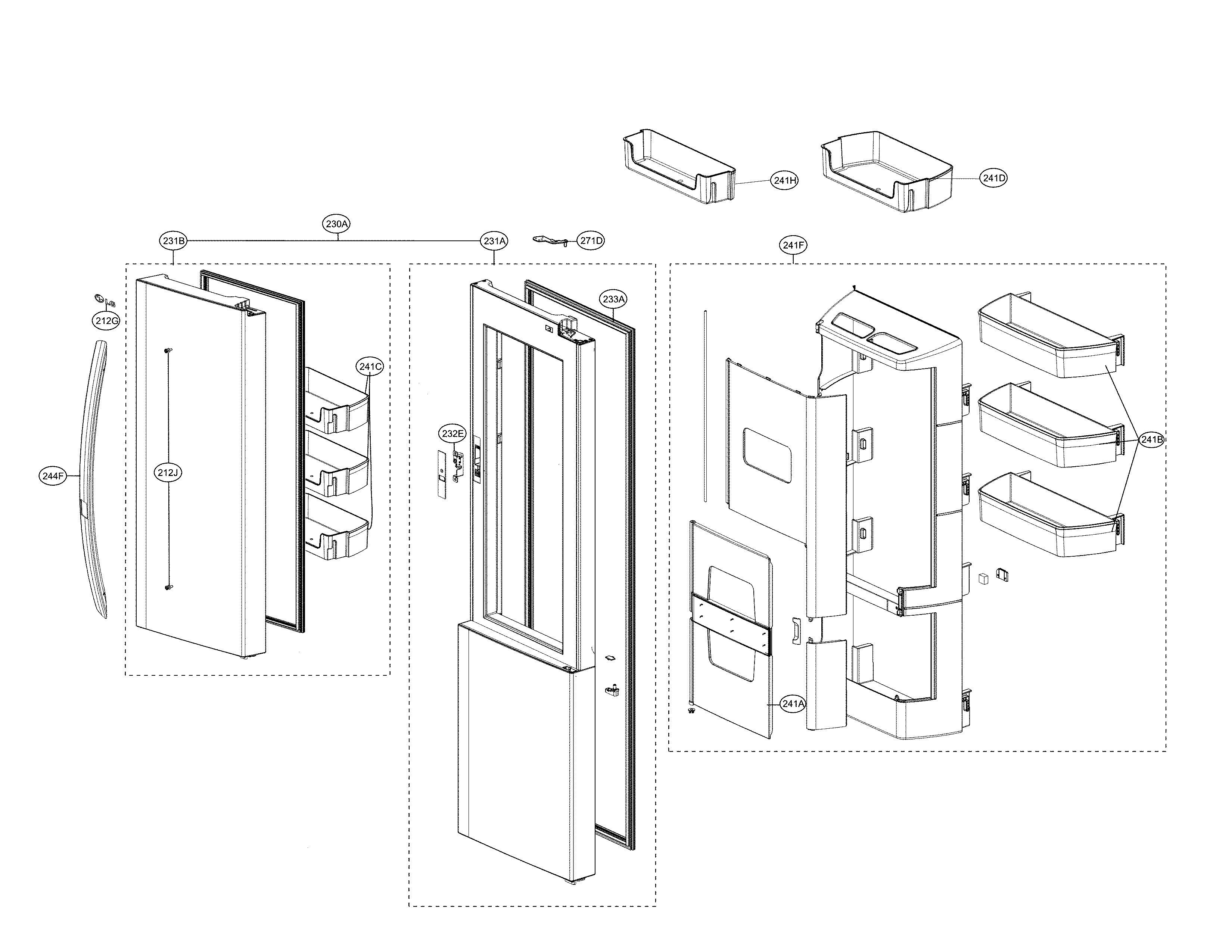 LG LSXS26386D/00 refrigerator door parts diagram