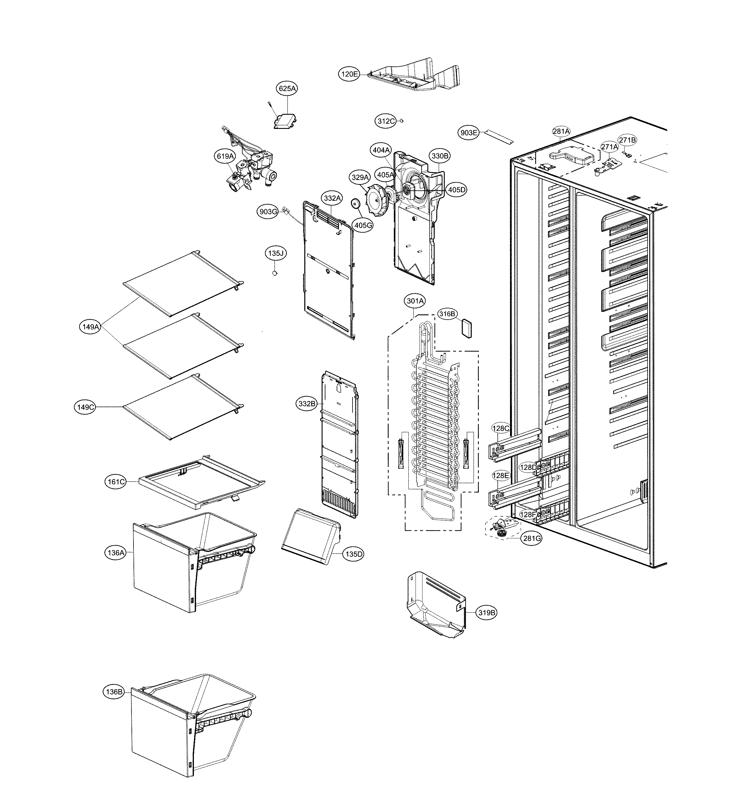 LG LSXS26386D/00 freezer parts diagram