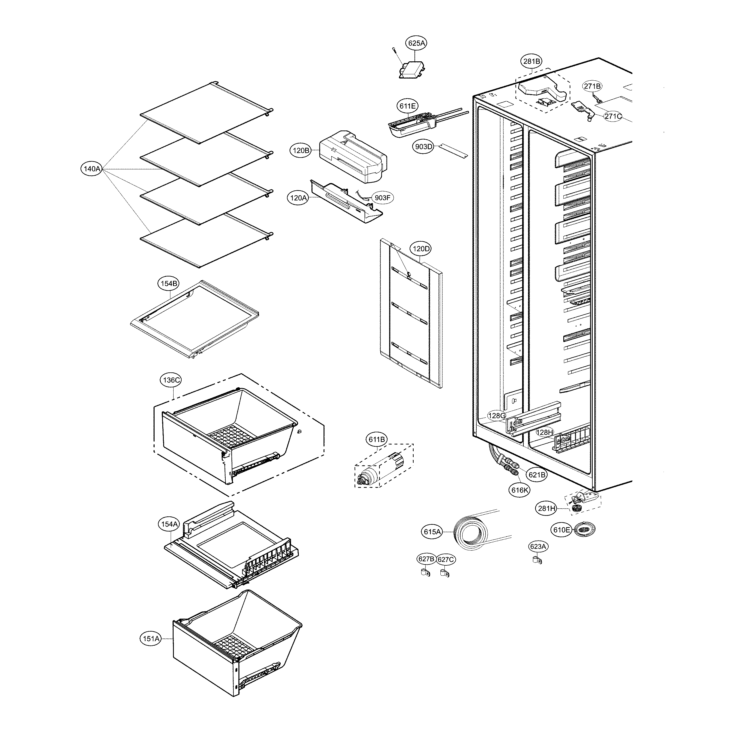 LG LSXS26386D/00 refrigerator parts diagram