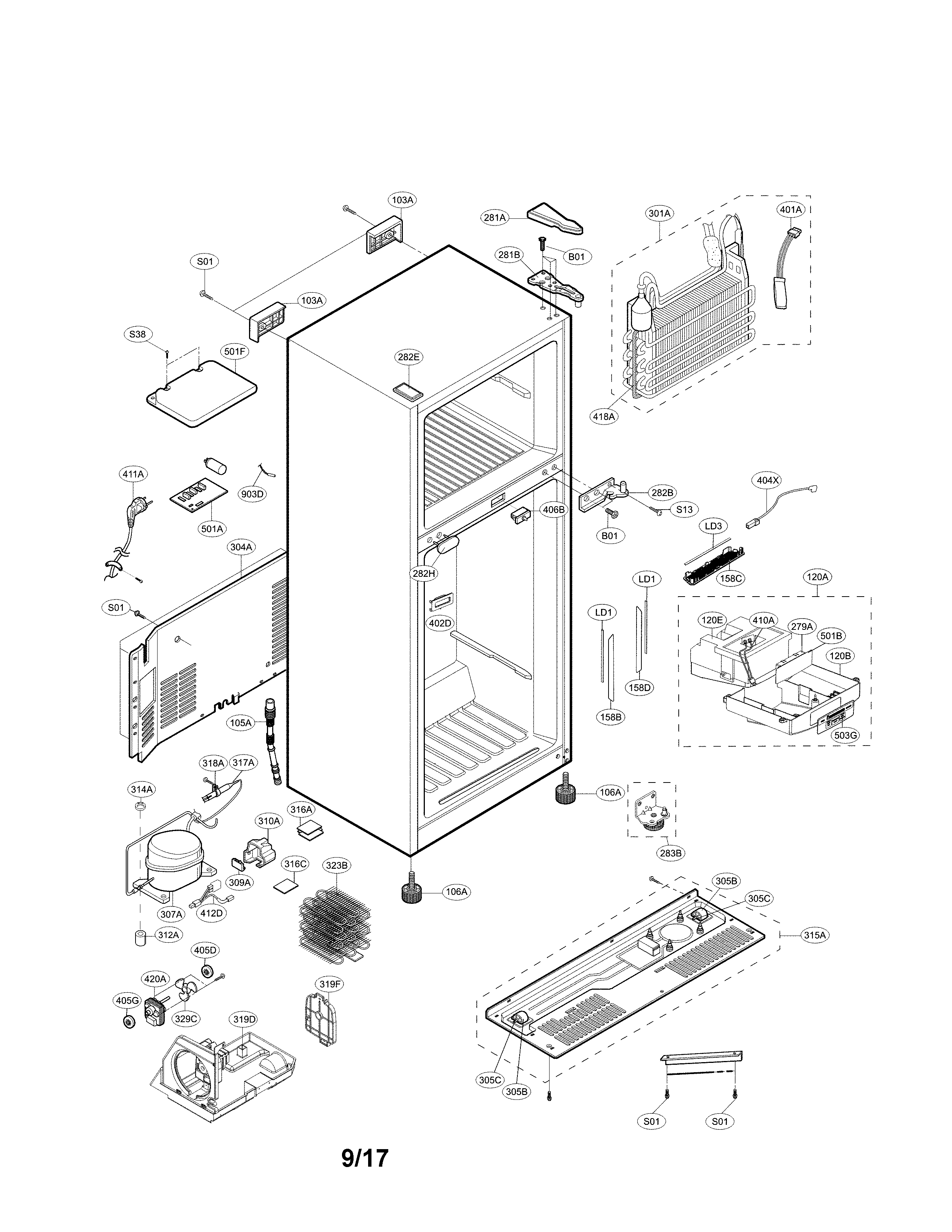 LG LTCS20220S/00 case parts diagram