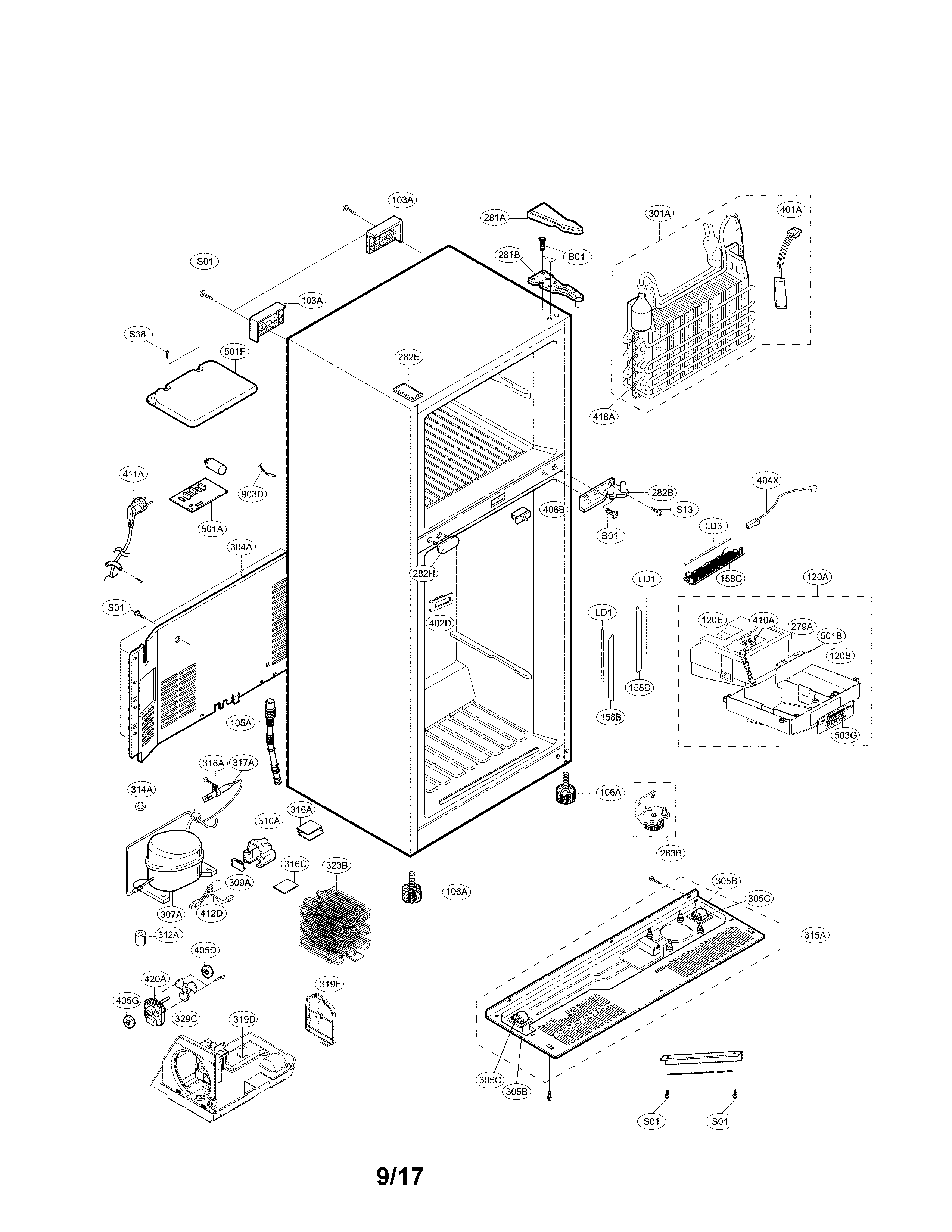 LG LTCS20220S/03 case parts diagram