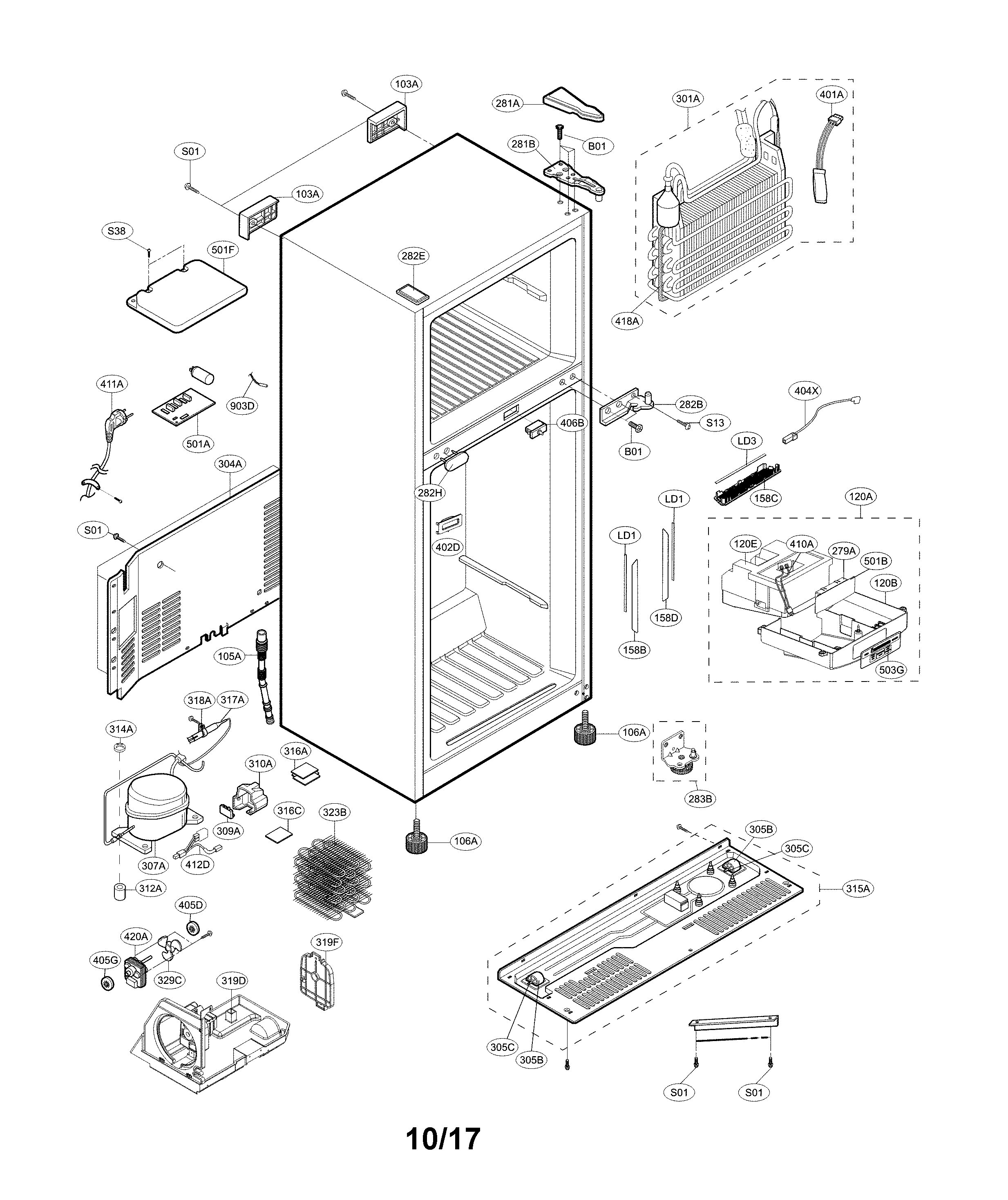 LG LTCS20220W/03 case parts diagram