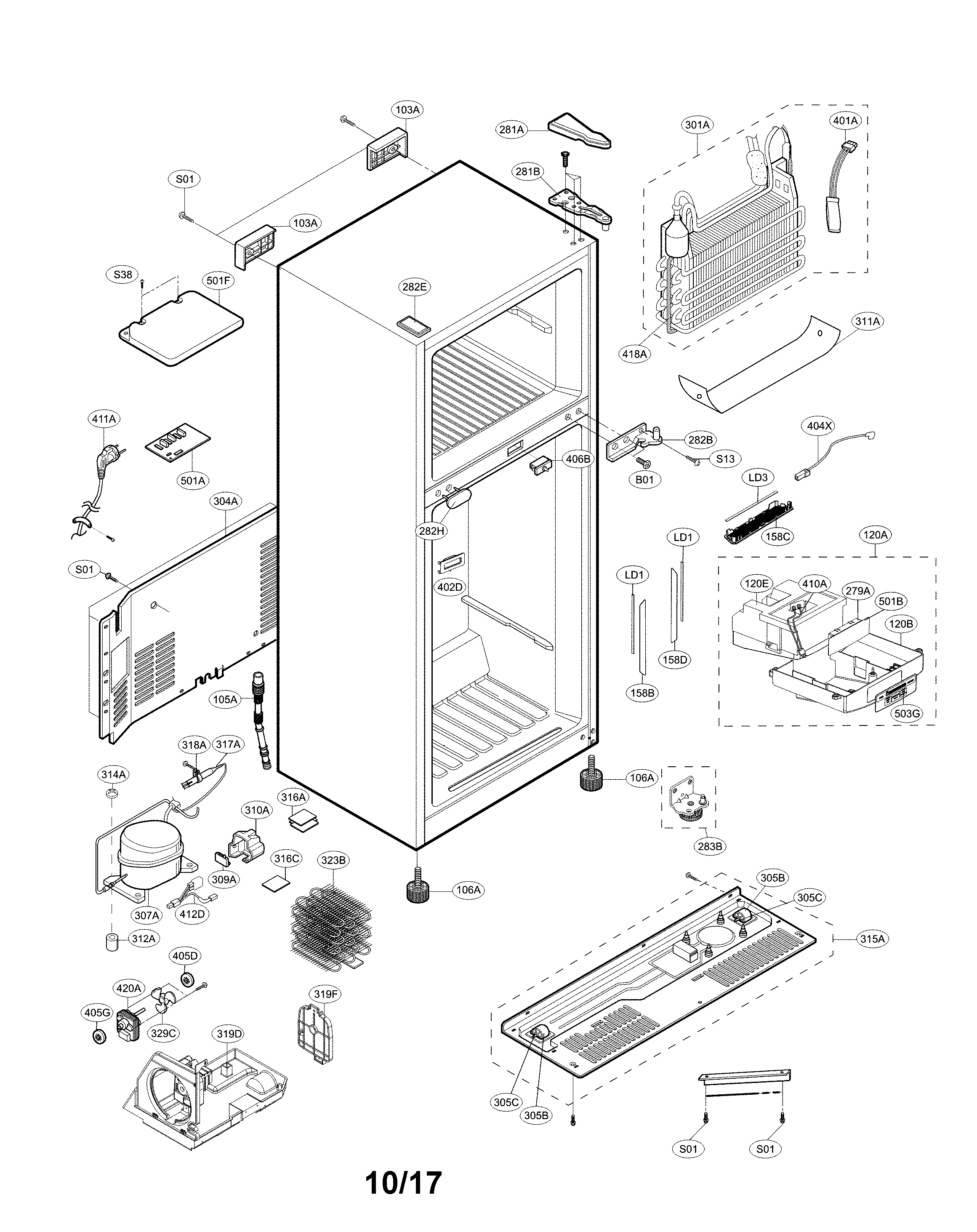 LG LTCS24223D/00 case parts diagram