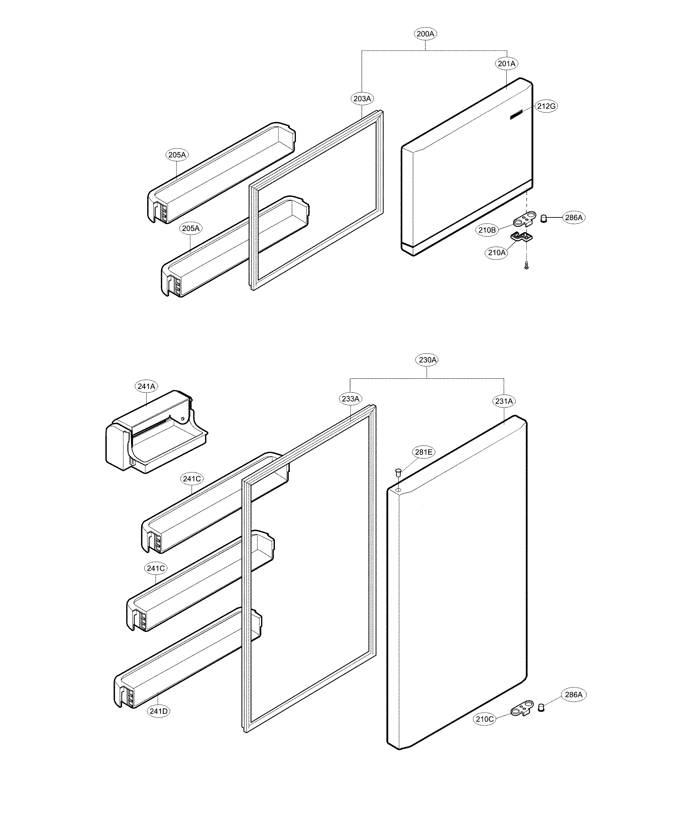 LG LTCS24223D/00 door parts diagram