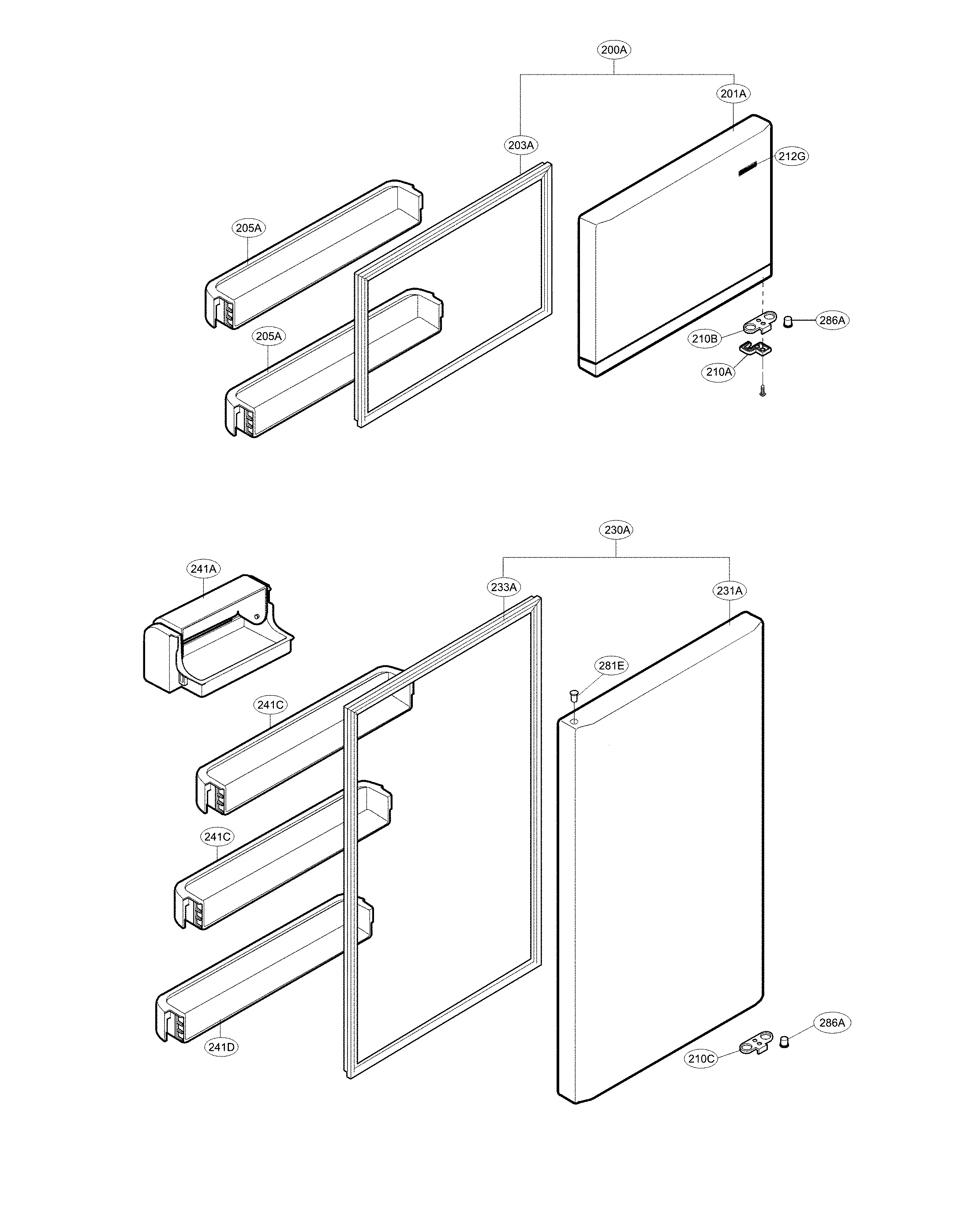 LG LTCS24223W/00 door parts diagram