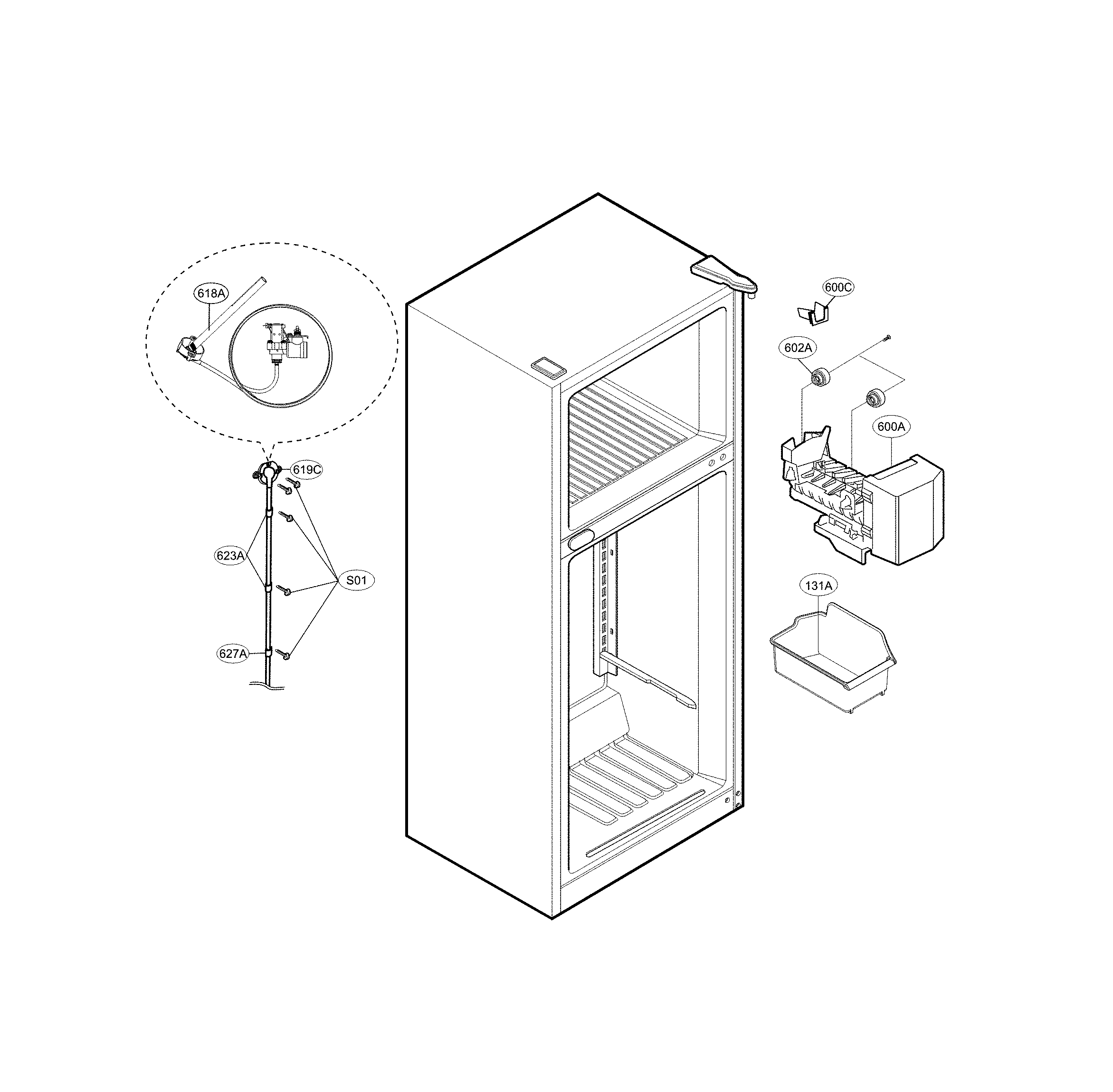 LG LTCS24223W/00 ice maker parts diagram