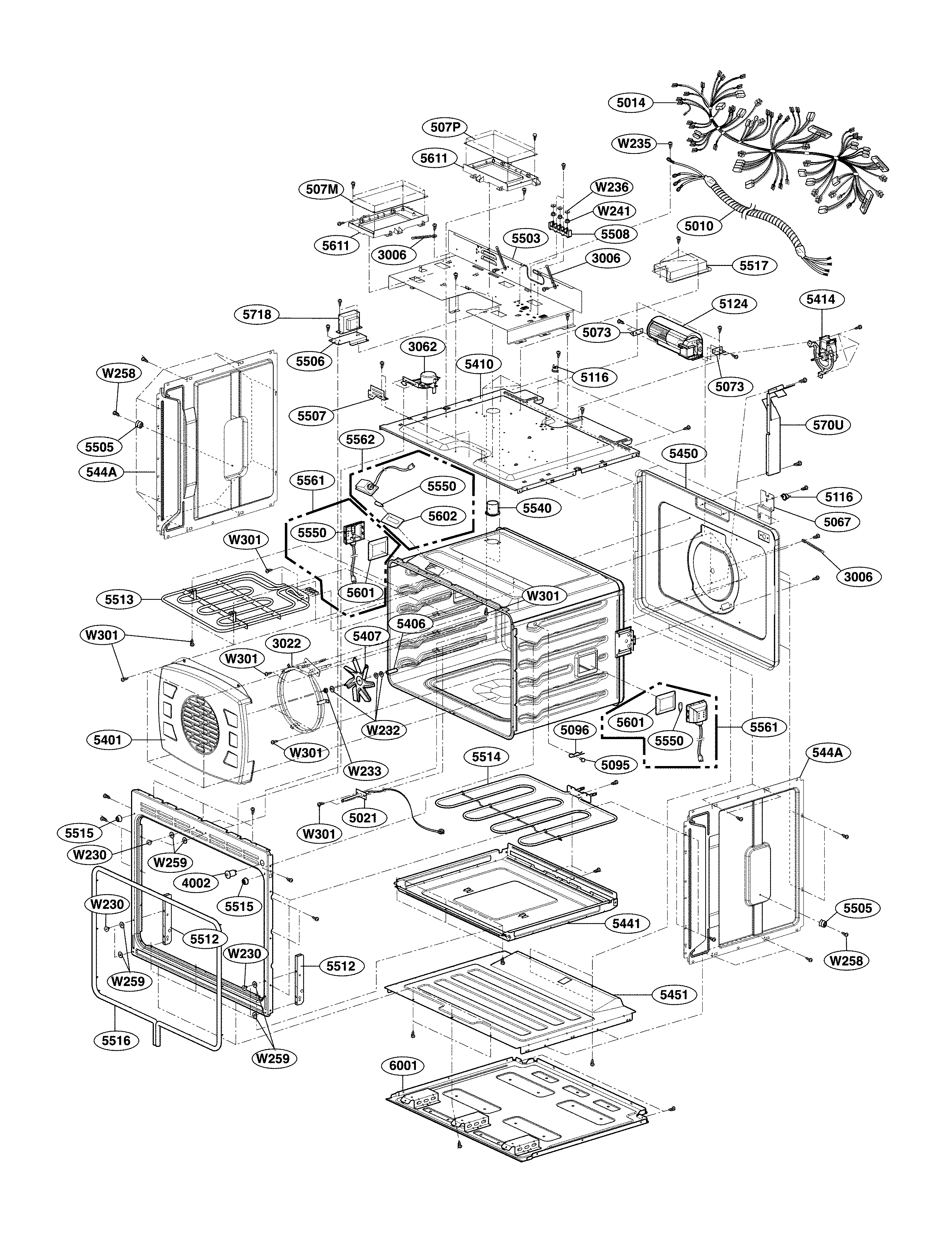 LG LWD3063BD/00 upper cavity parts diagram
