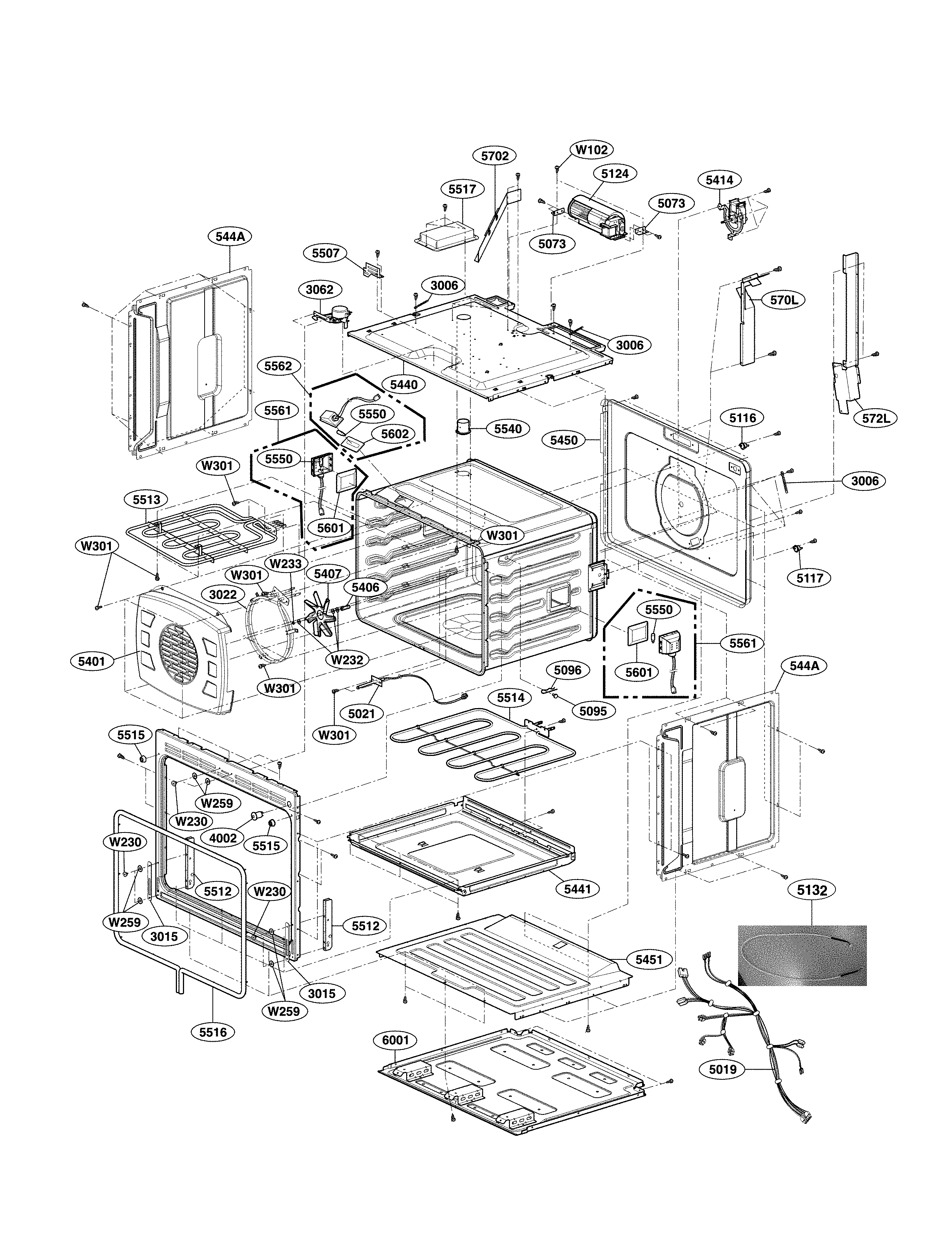 LG LWD3063BD/00 lower cavity parts diagram