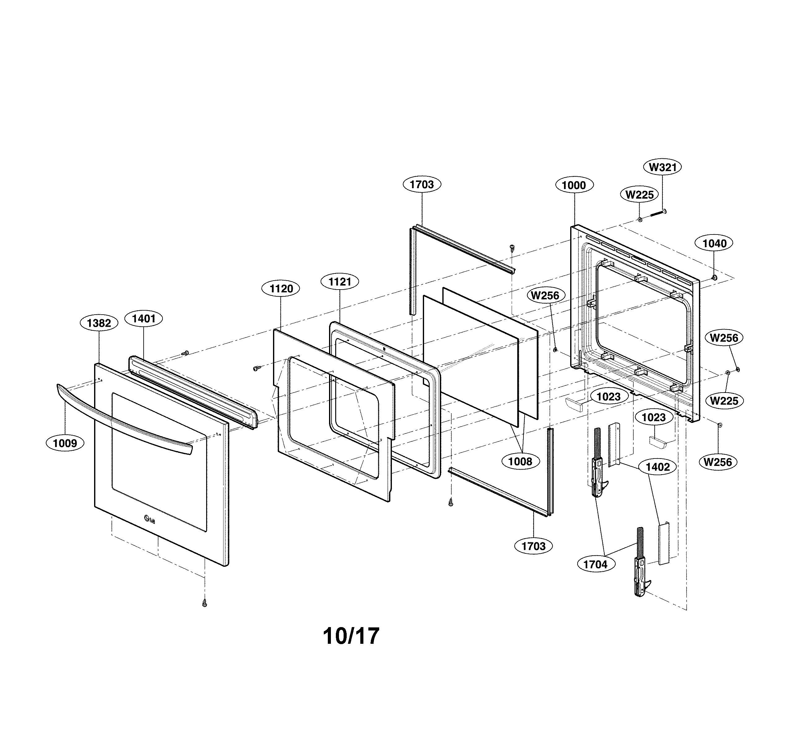 LG LWD3063ST/00 upper door parts diagram