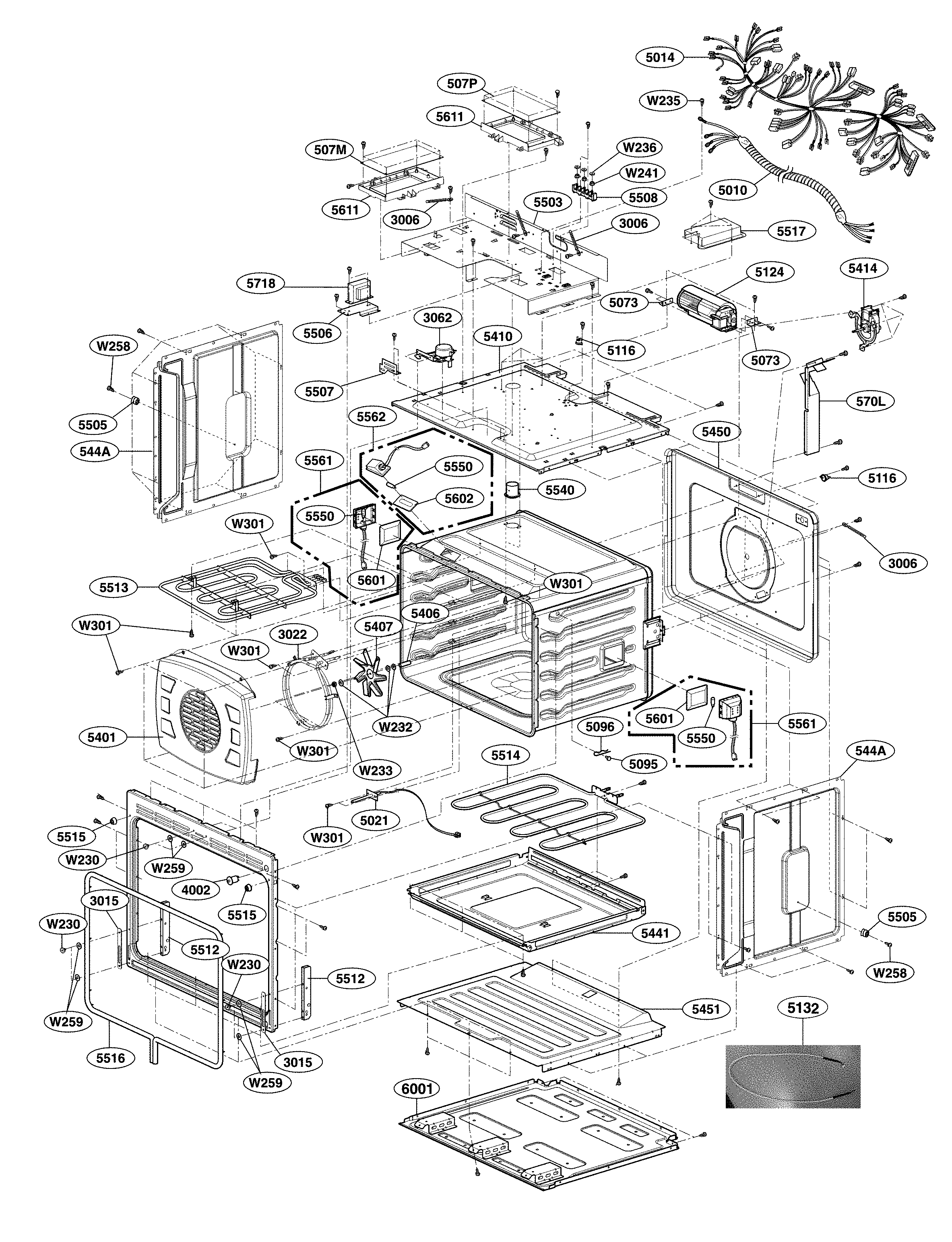 LG LWS3063ST/00 cavity parts diagram