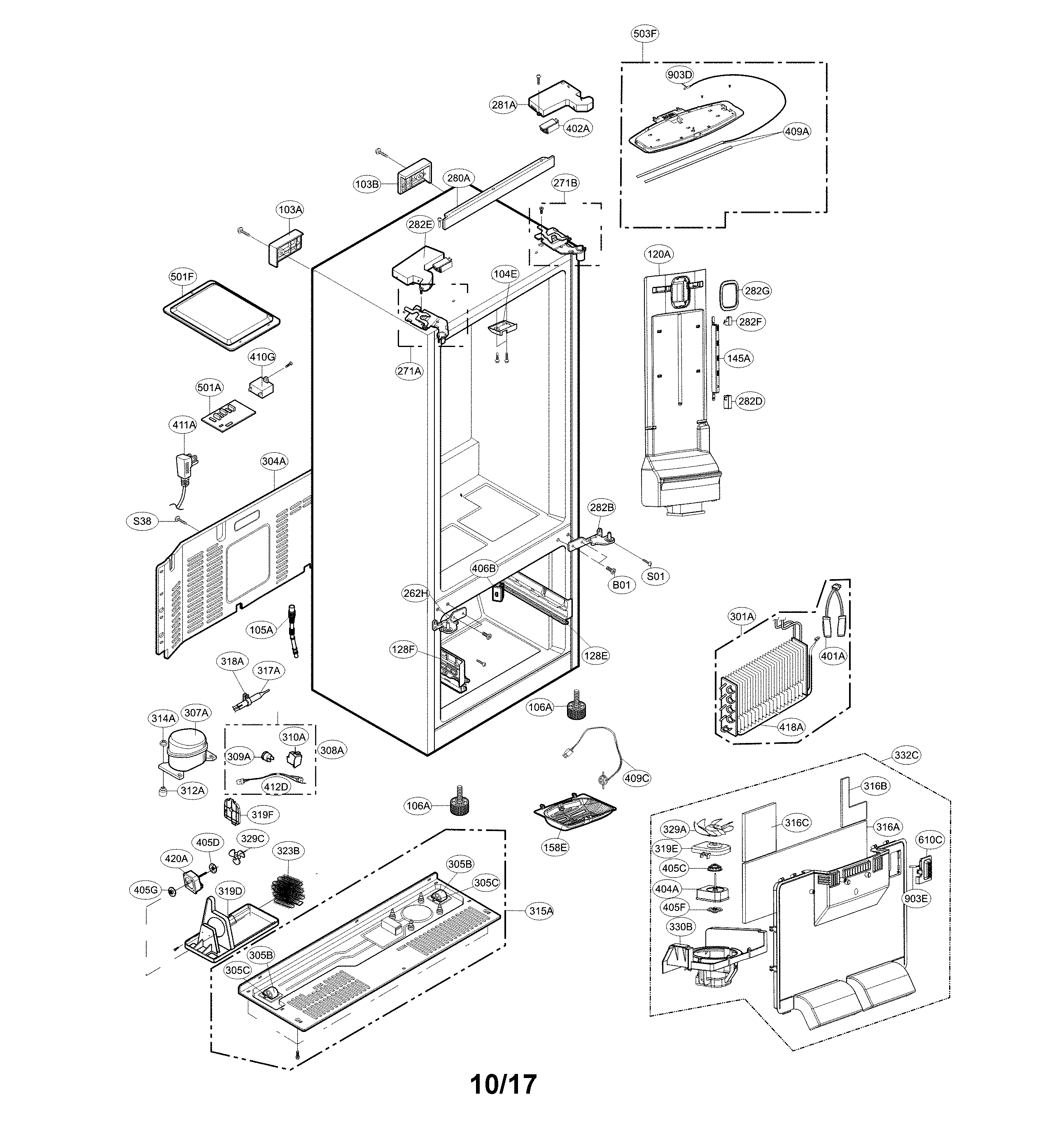Kenmore 79571319312 case parts diagram