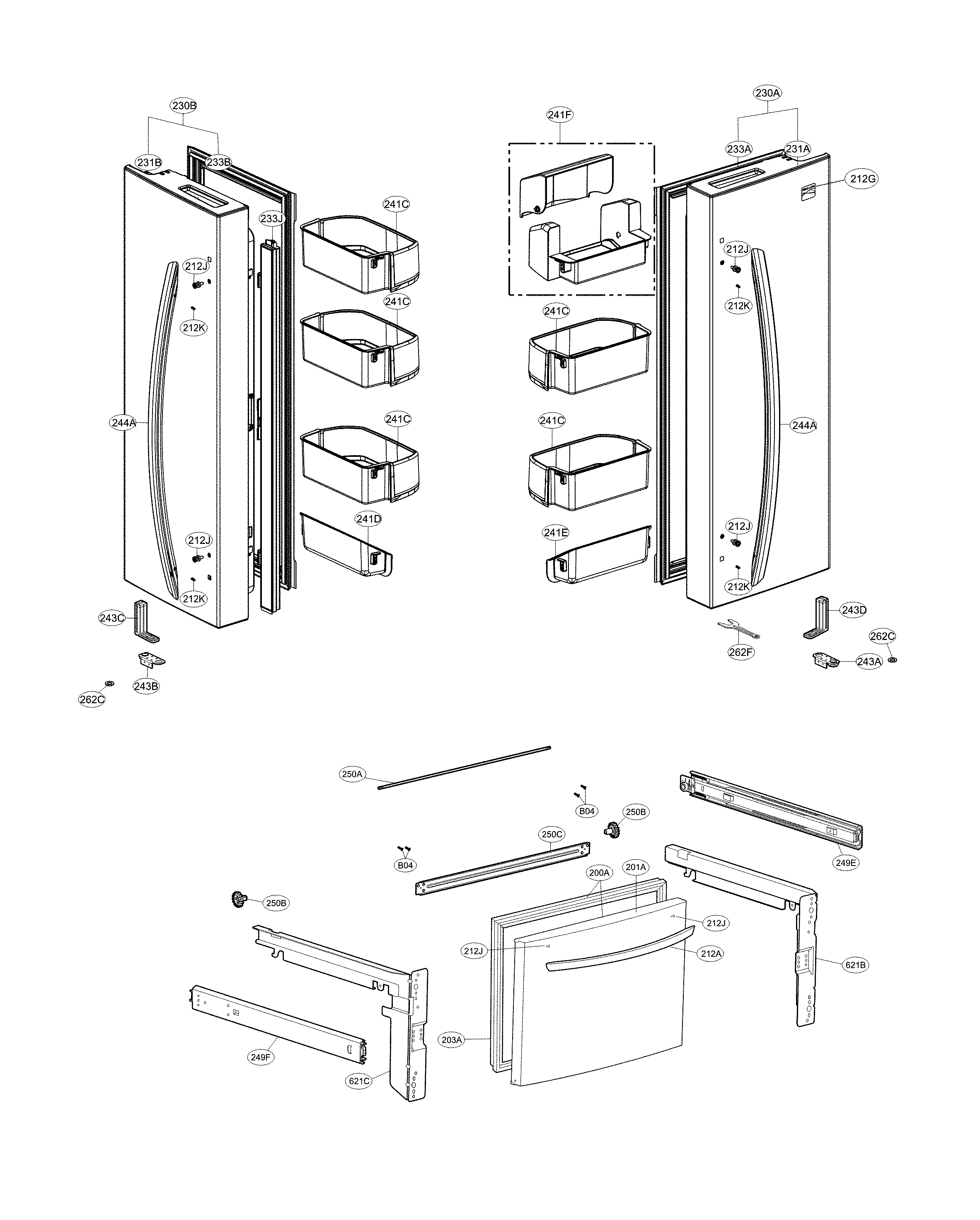 Kenmore 79571319312 door parts diagram