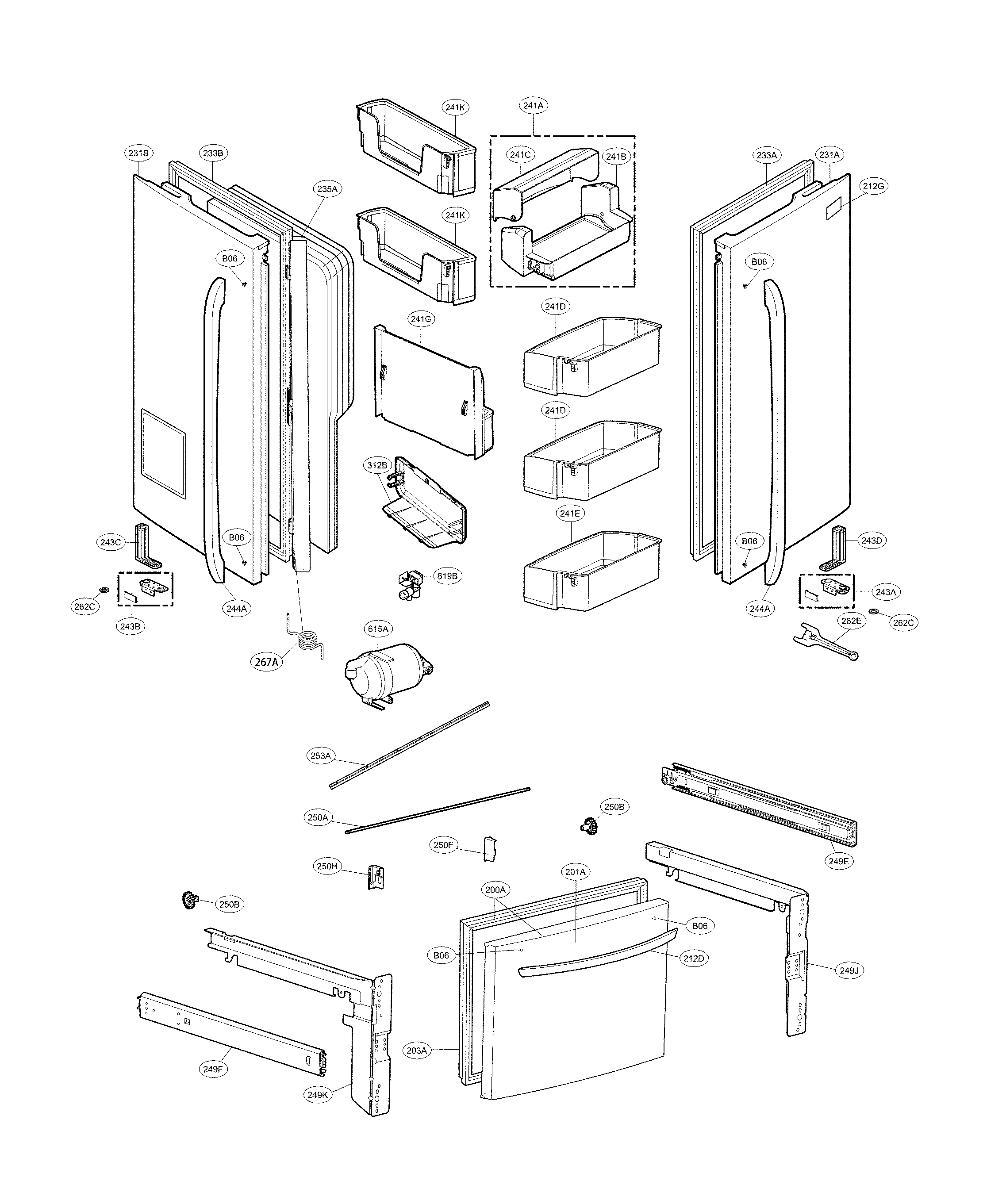 Kenmore 79573055411 door parts diagram