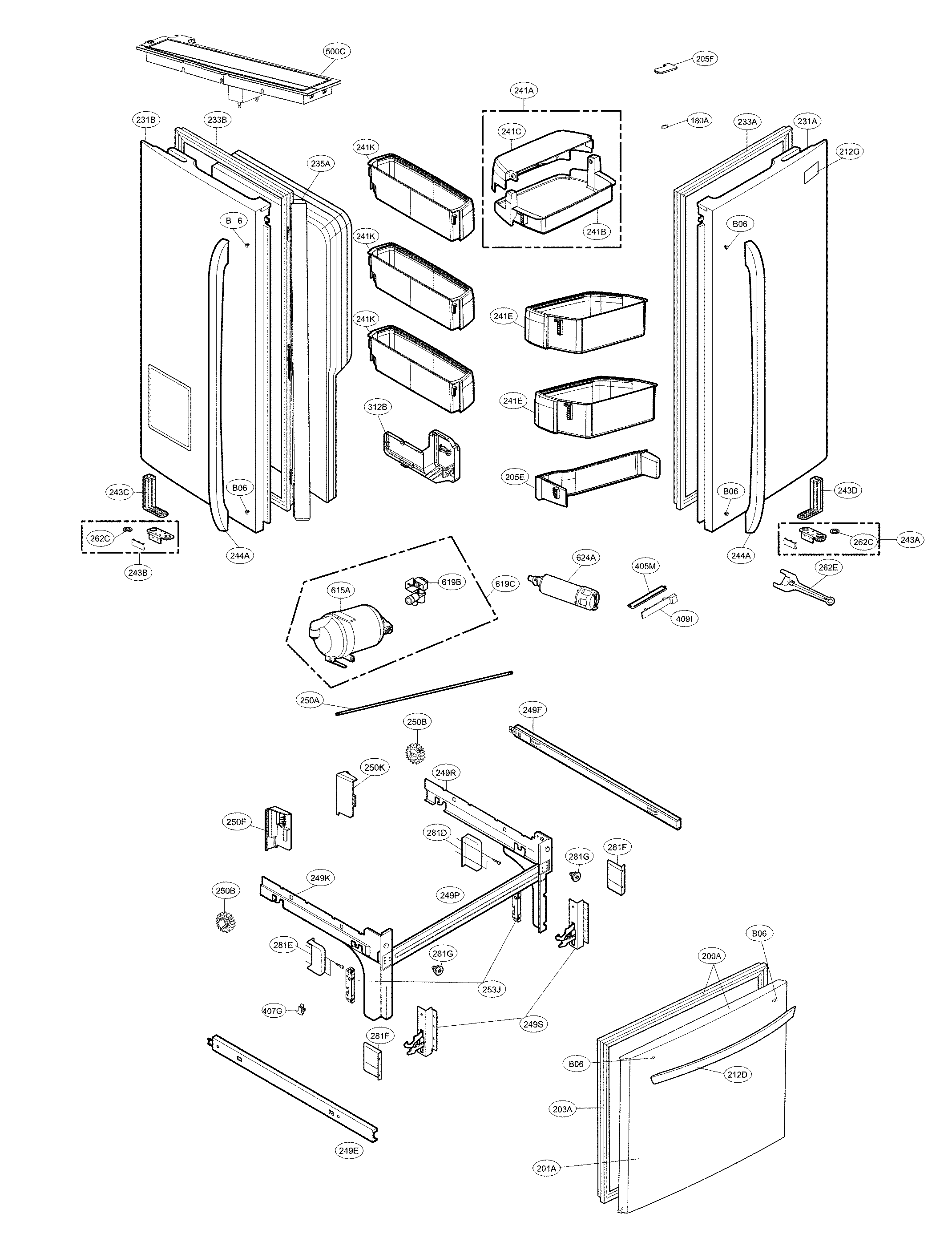 Kenmore Elite 79574092411 door parts diagram