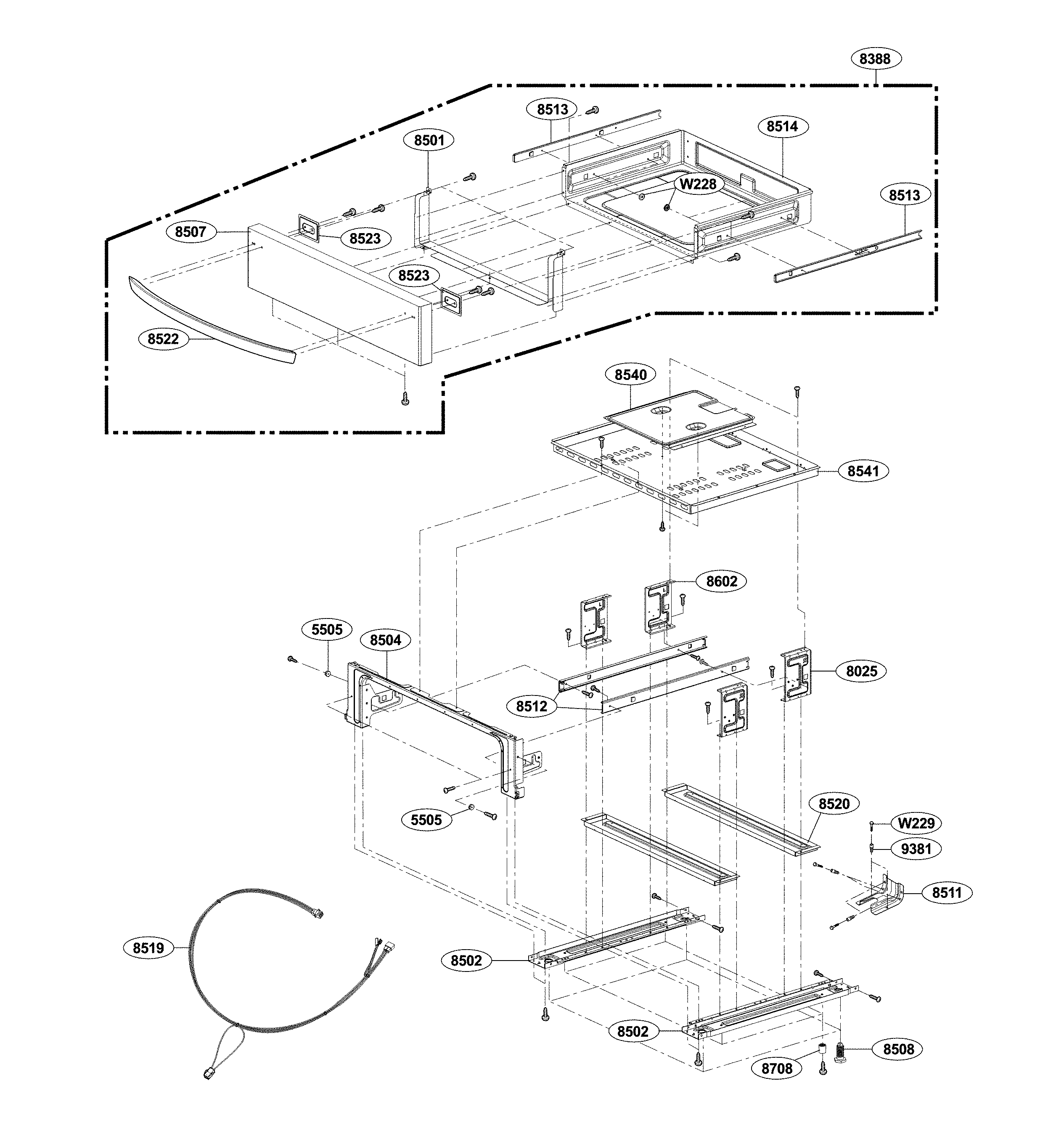 LG LRG3085ST/00 drawer parts diagram