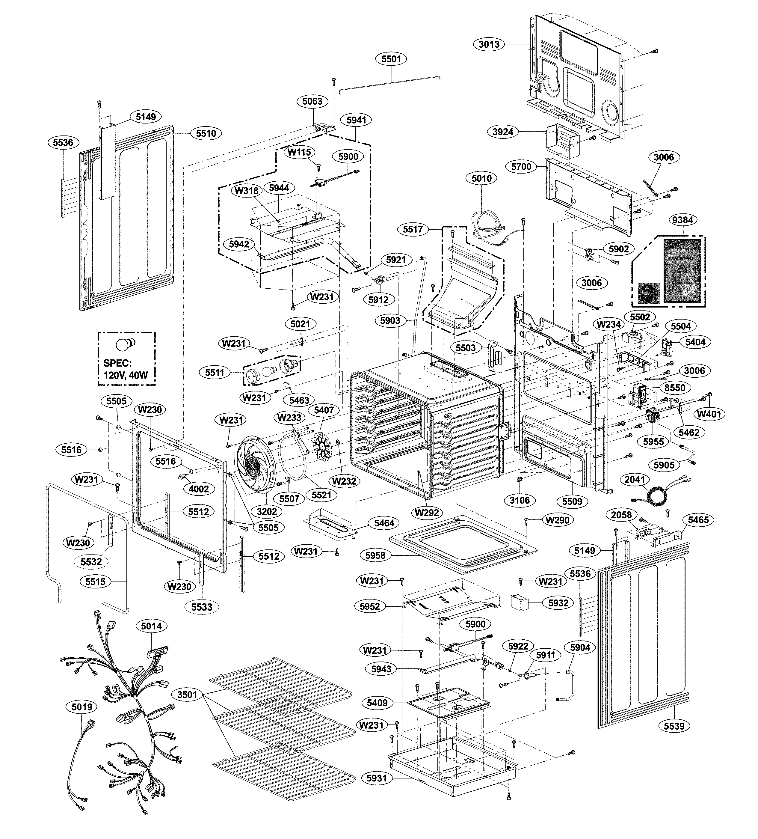 LG LRG3085ST/00 cavity parts diagram