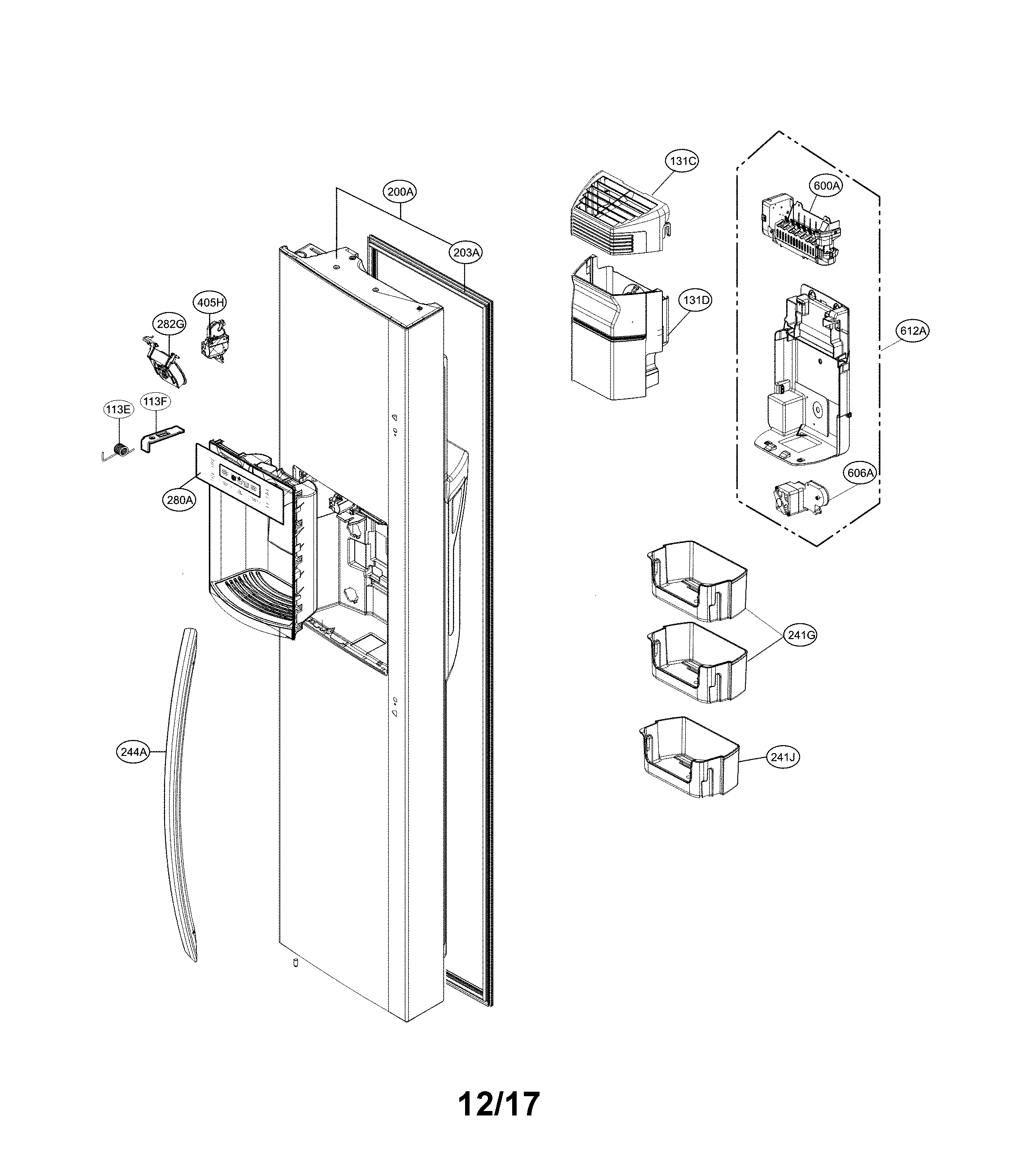 Kenmore Elite 79551863611 freezer door parts diagram