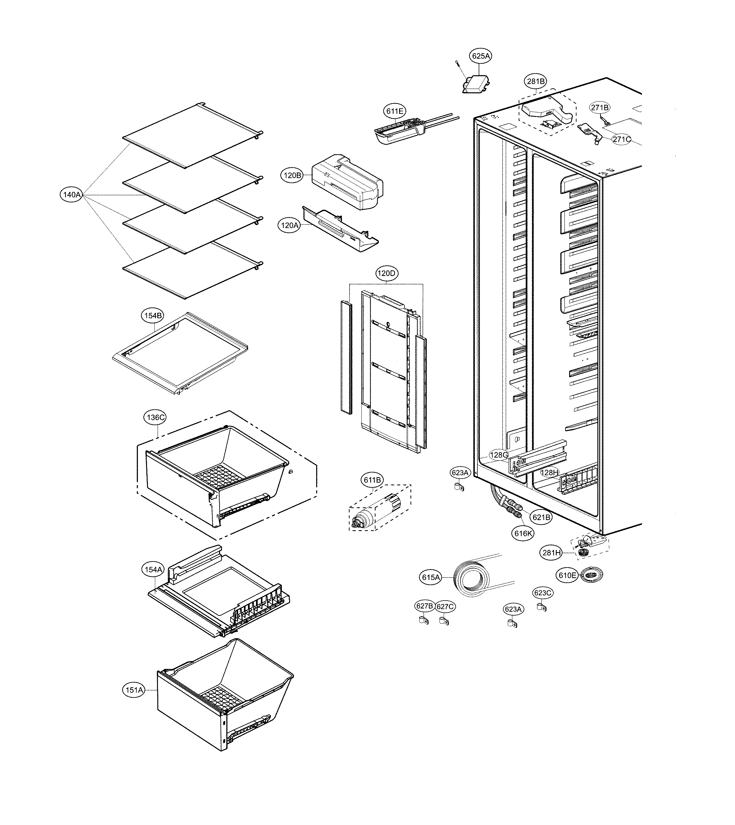 Kenmore Elite 79551863611 refrigerator parts diagram