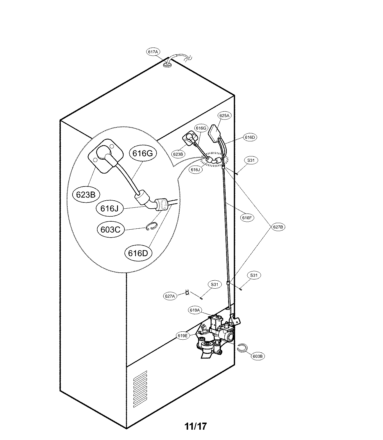 Kenmore 79571092111 valve and water parts diagram
