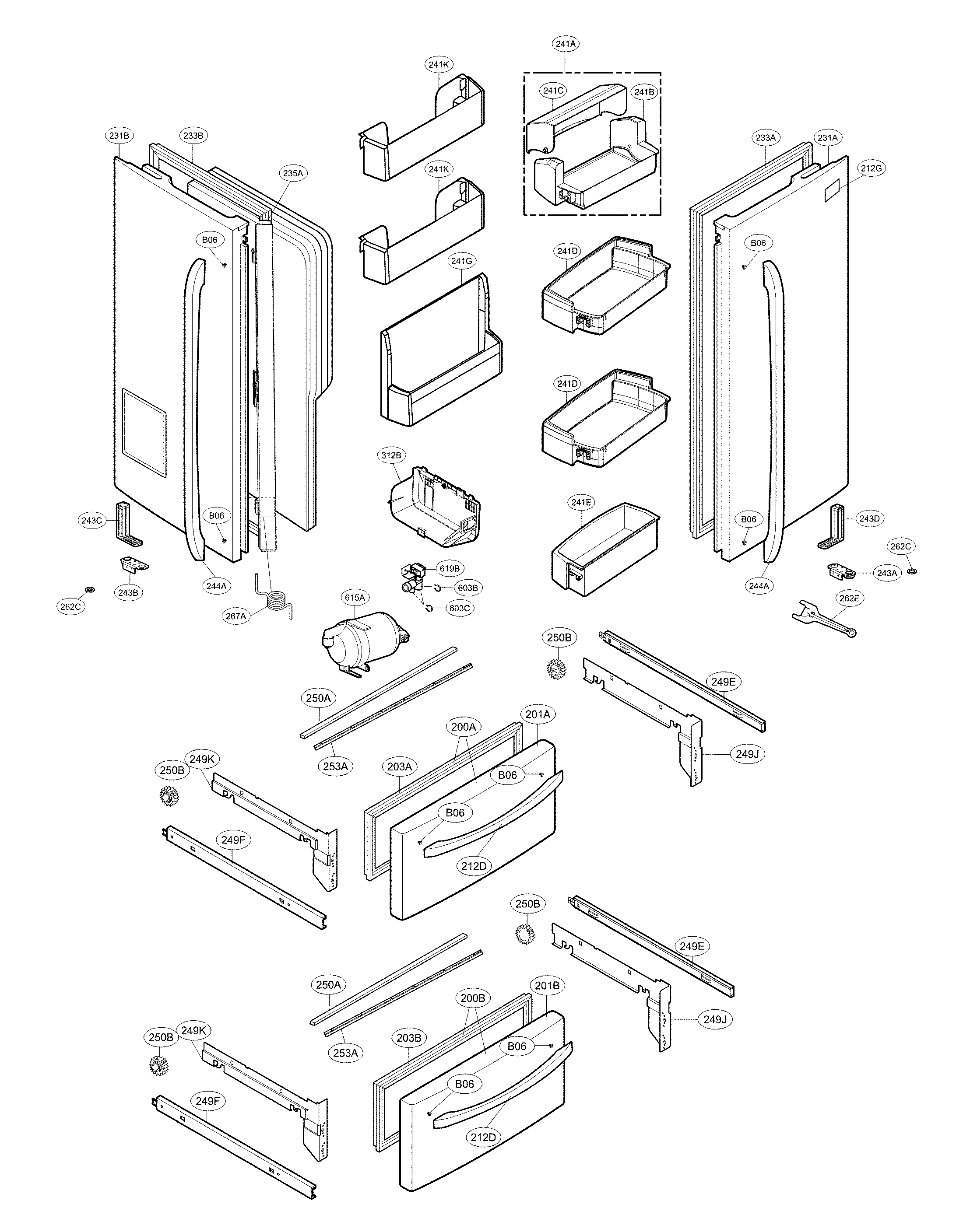 Kenmore 79571092111 door parts diagram