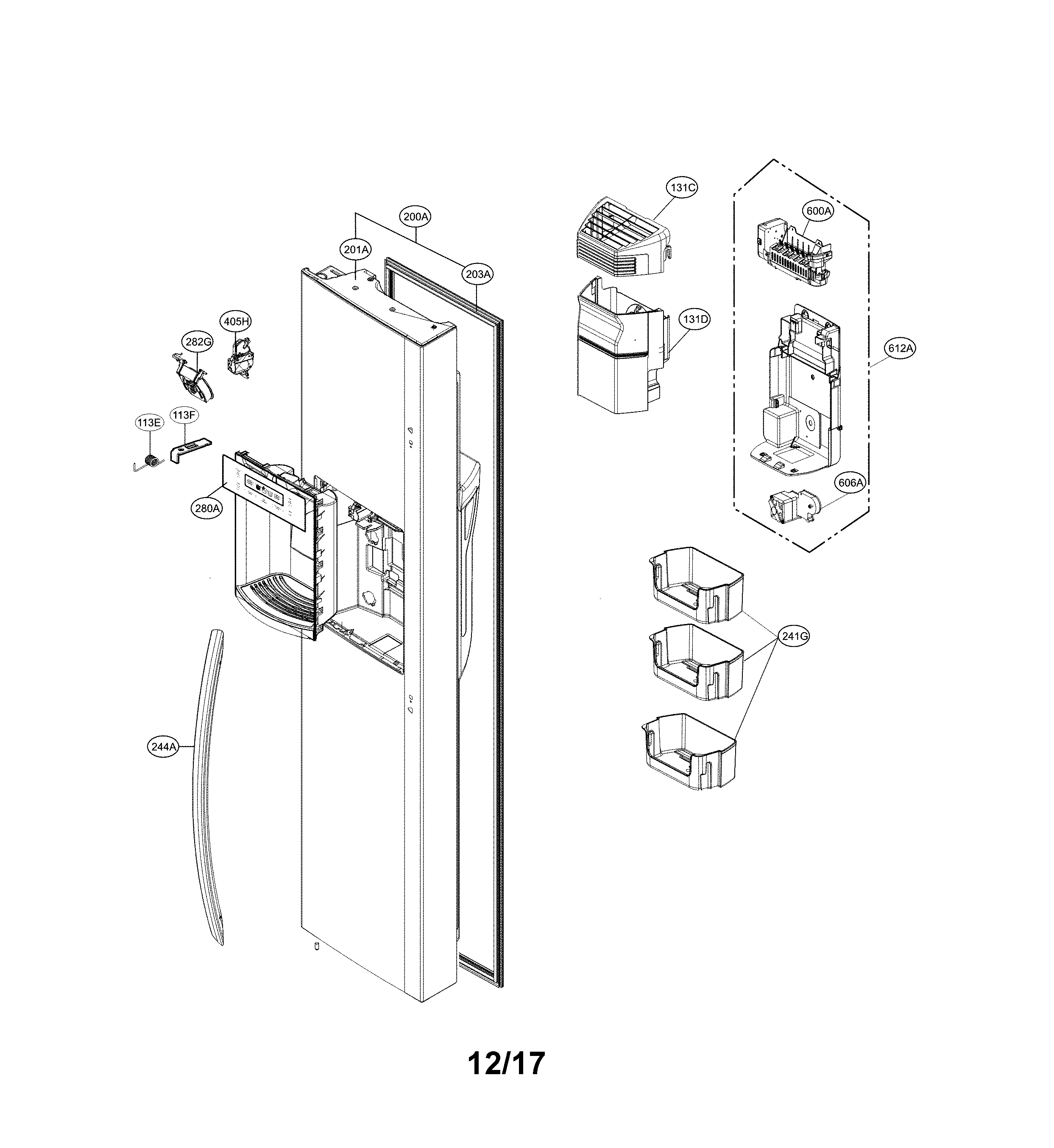 Kenmore 79551832411 freezer door parts diagram