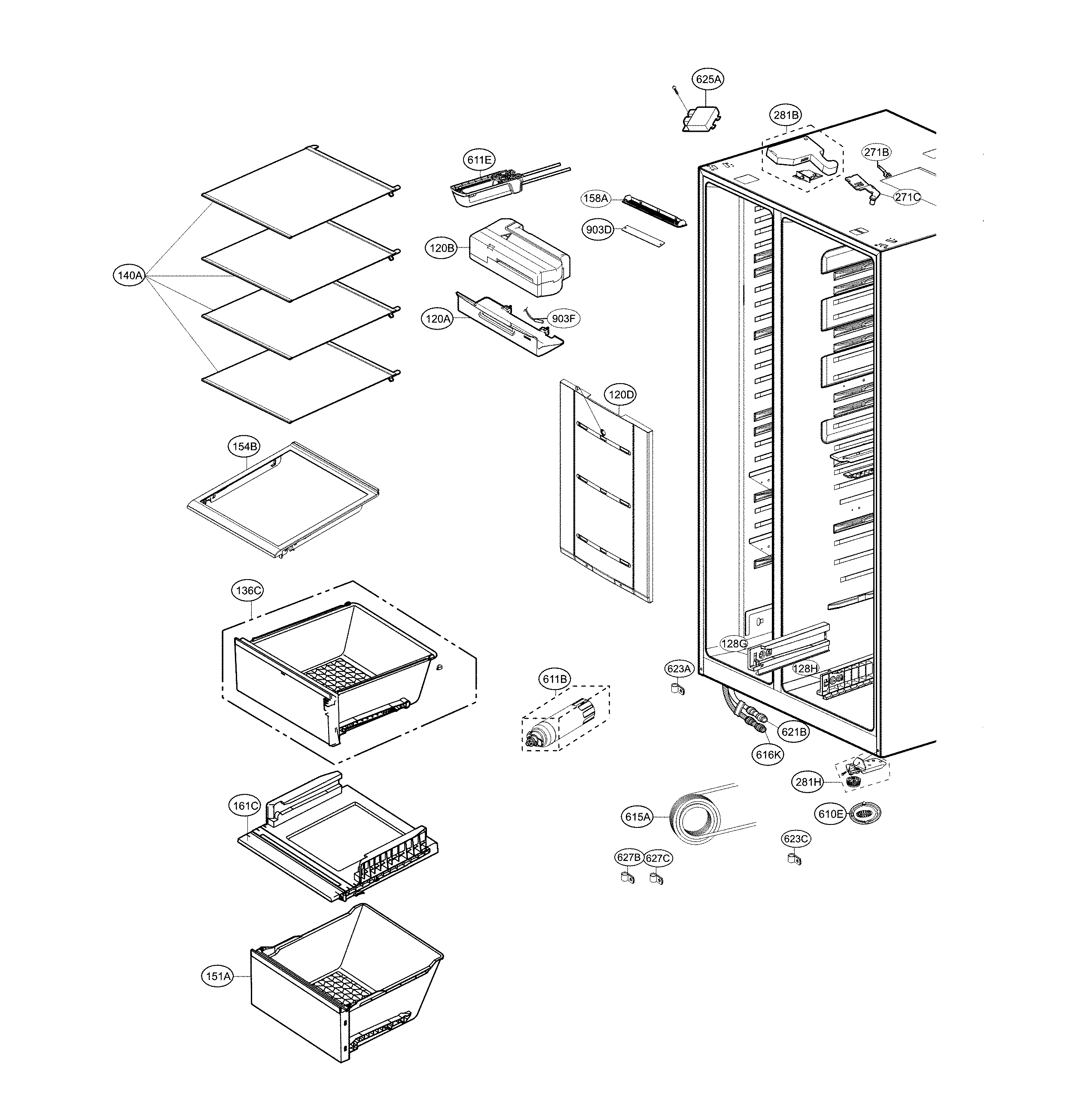 Kenmore 79551832411 refrigerator parts diagram