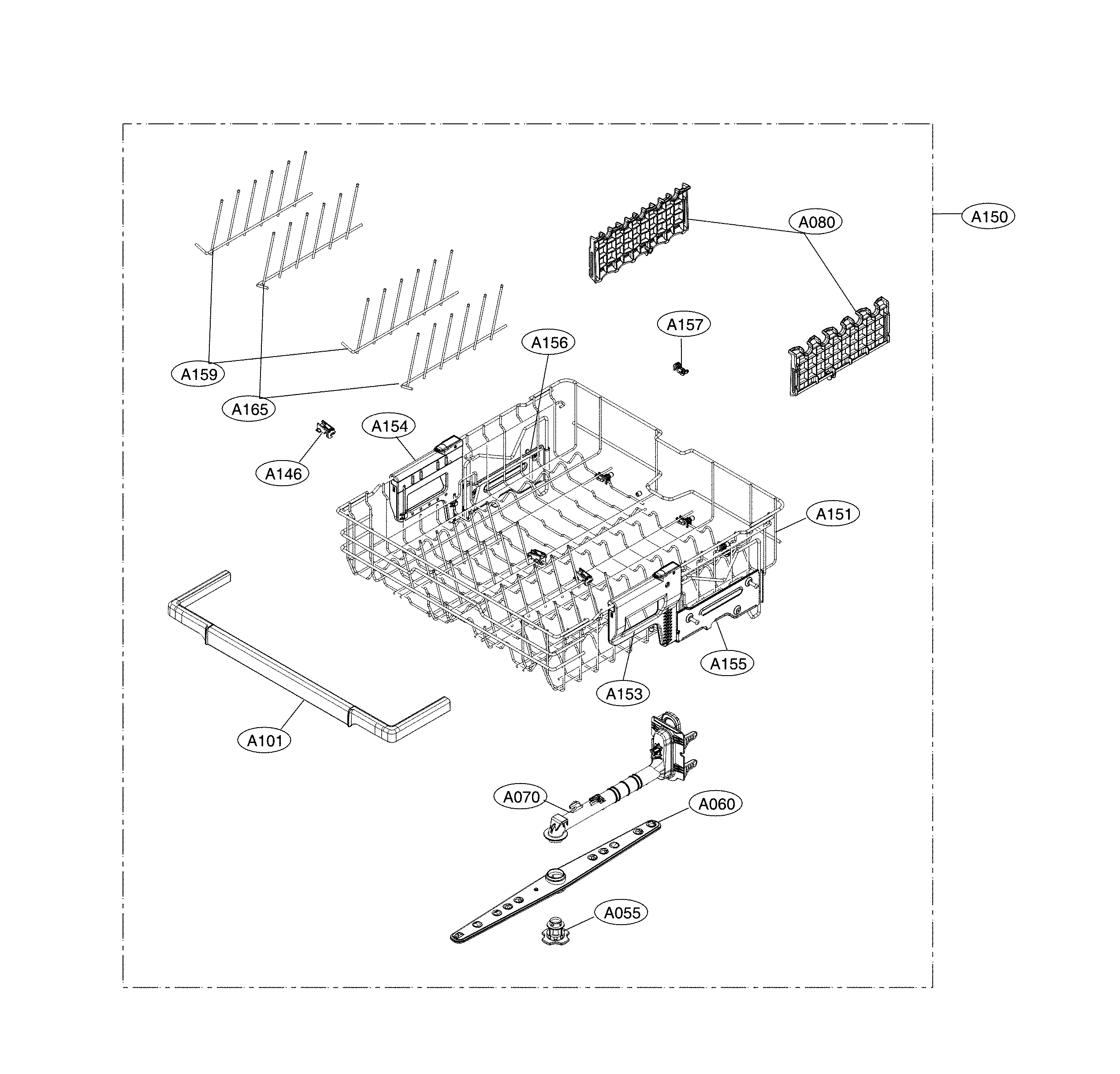 Kenmore Elite 72214673710 top rack parts diagram