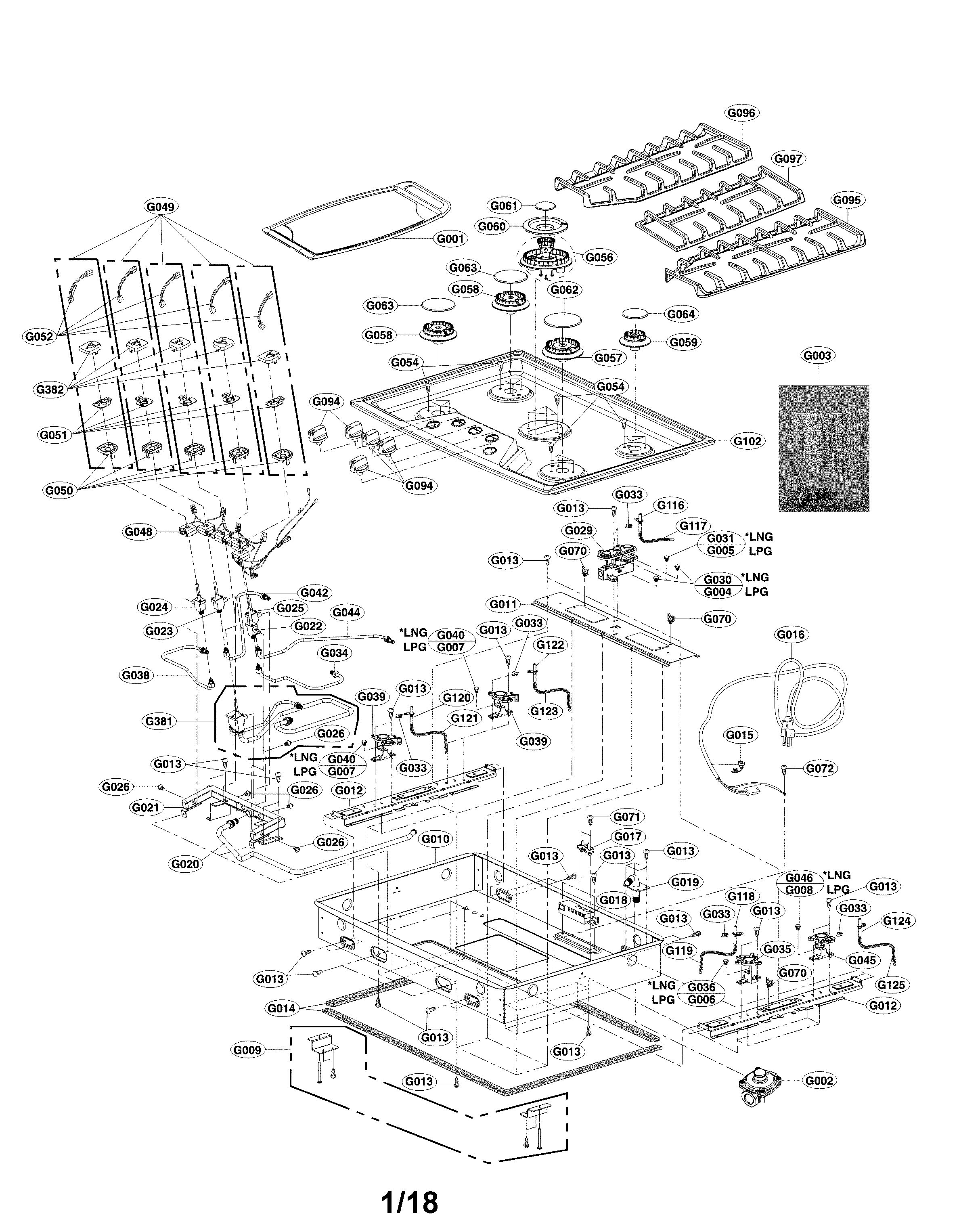 LG LSCG306ST/01 exploded view parts diagram