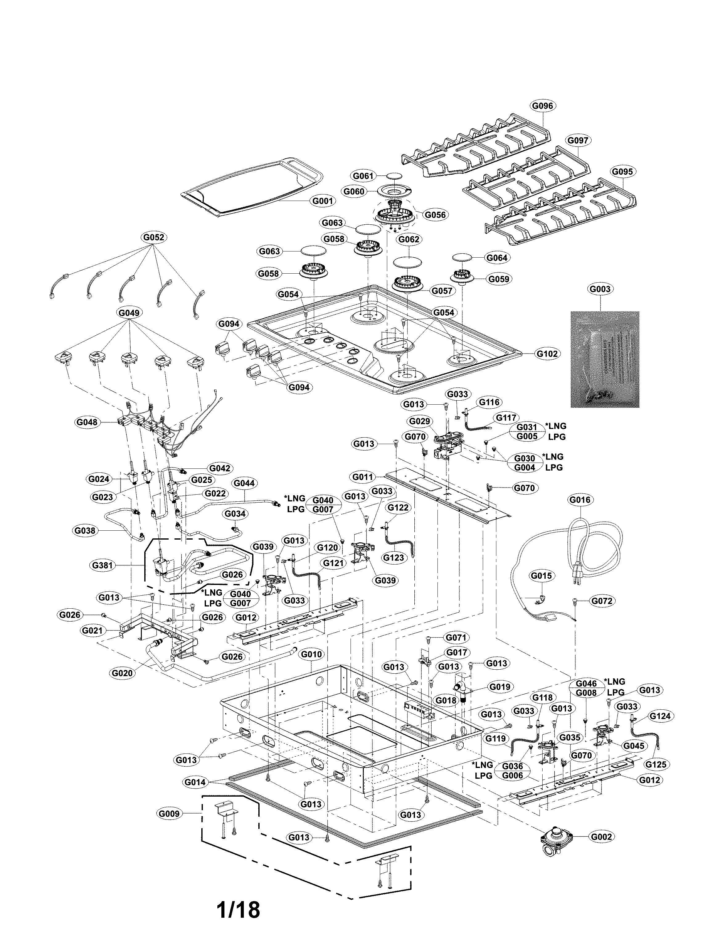 LG LSCG367ST/00 exploded view parts diagram