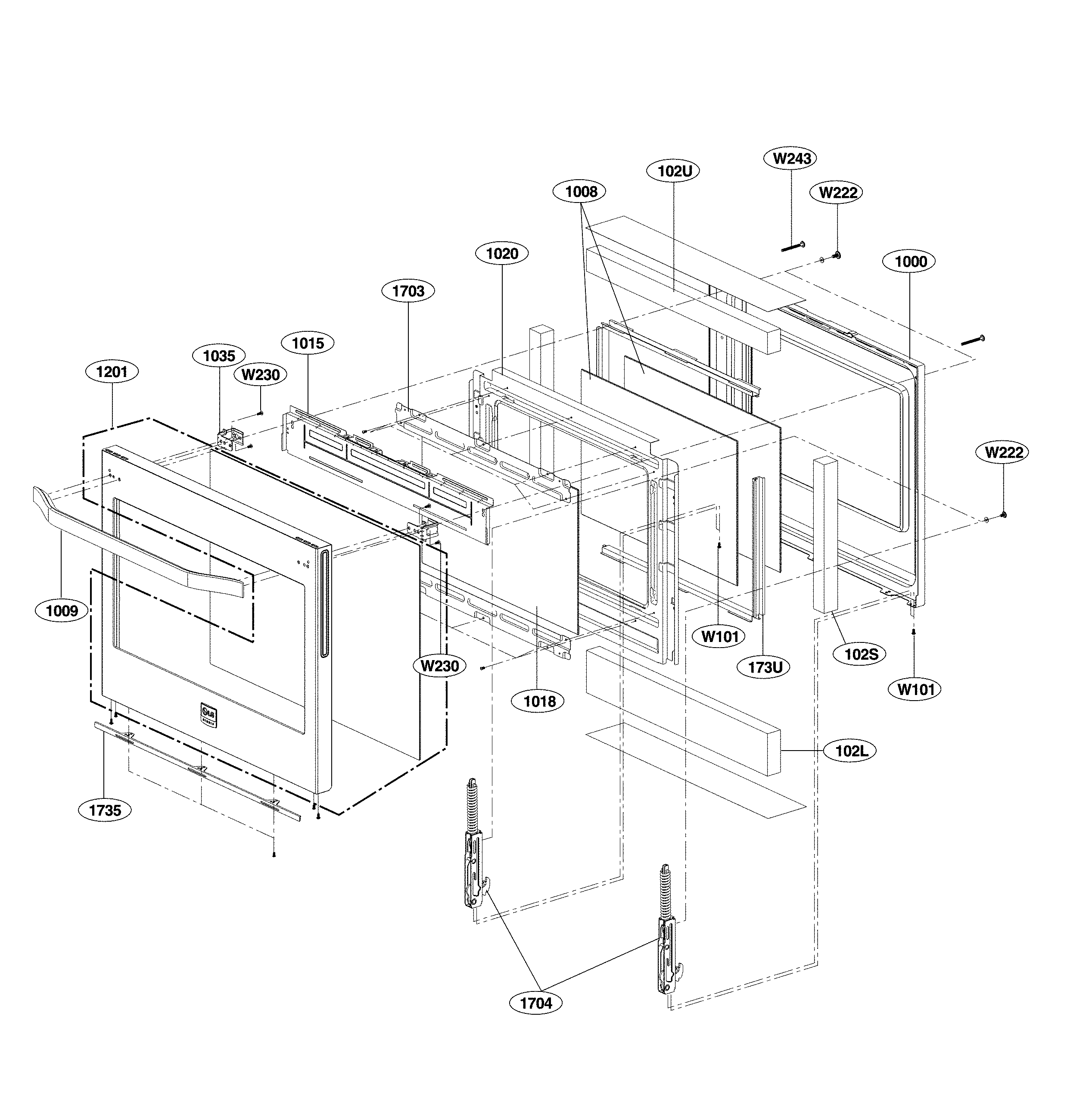 LG LSSE3026ST/00 door parts diagram