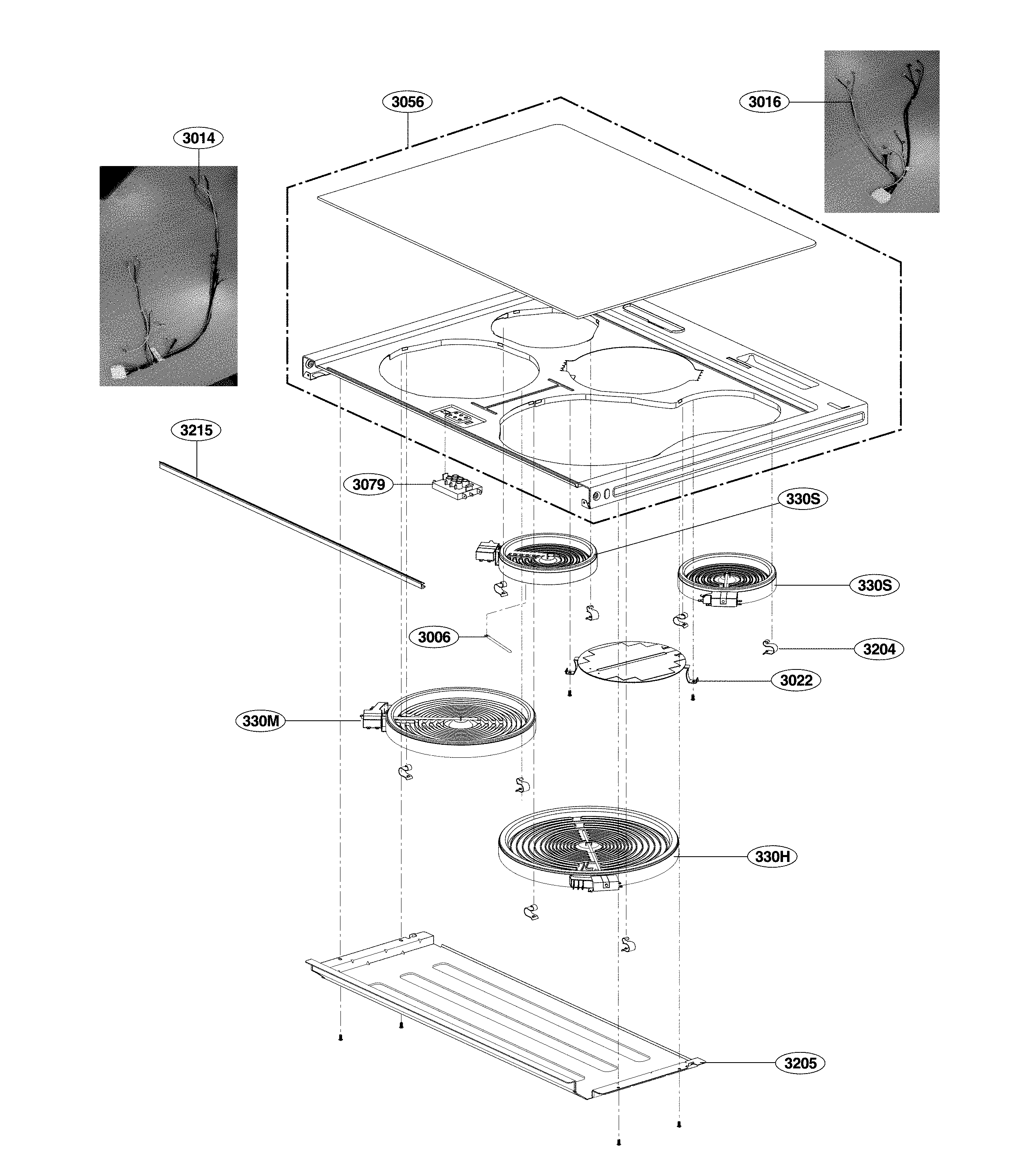 LG LSSE3026ST/00 cooktop parts diagram